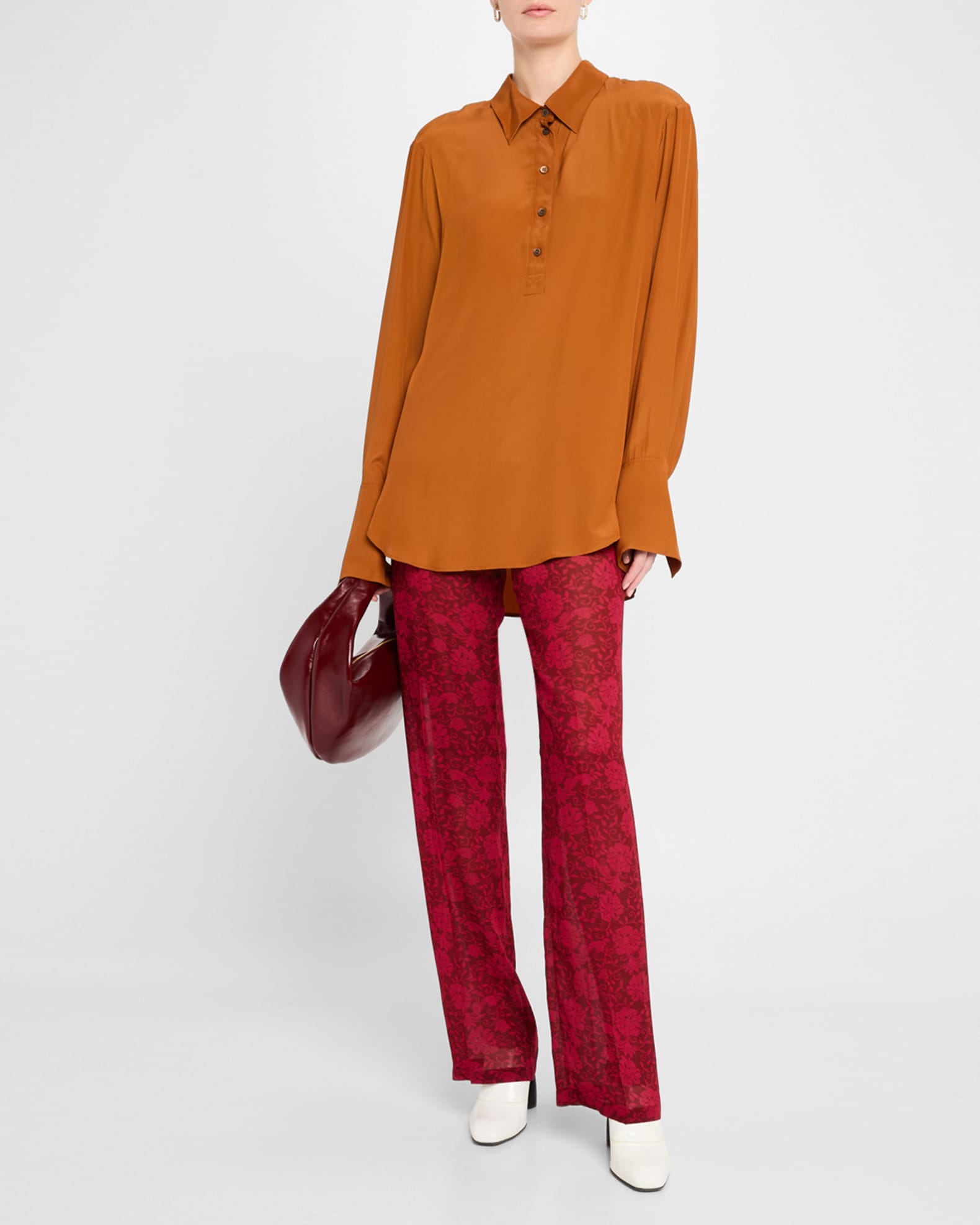 Corsala Button Down Silk-Blend Shirt 1