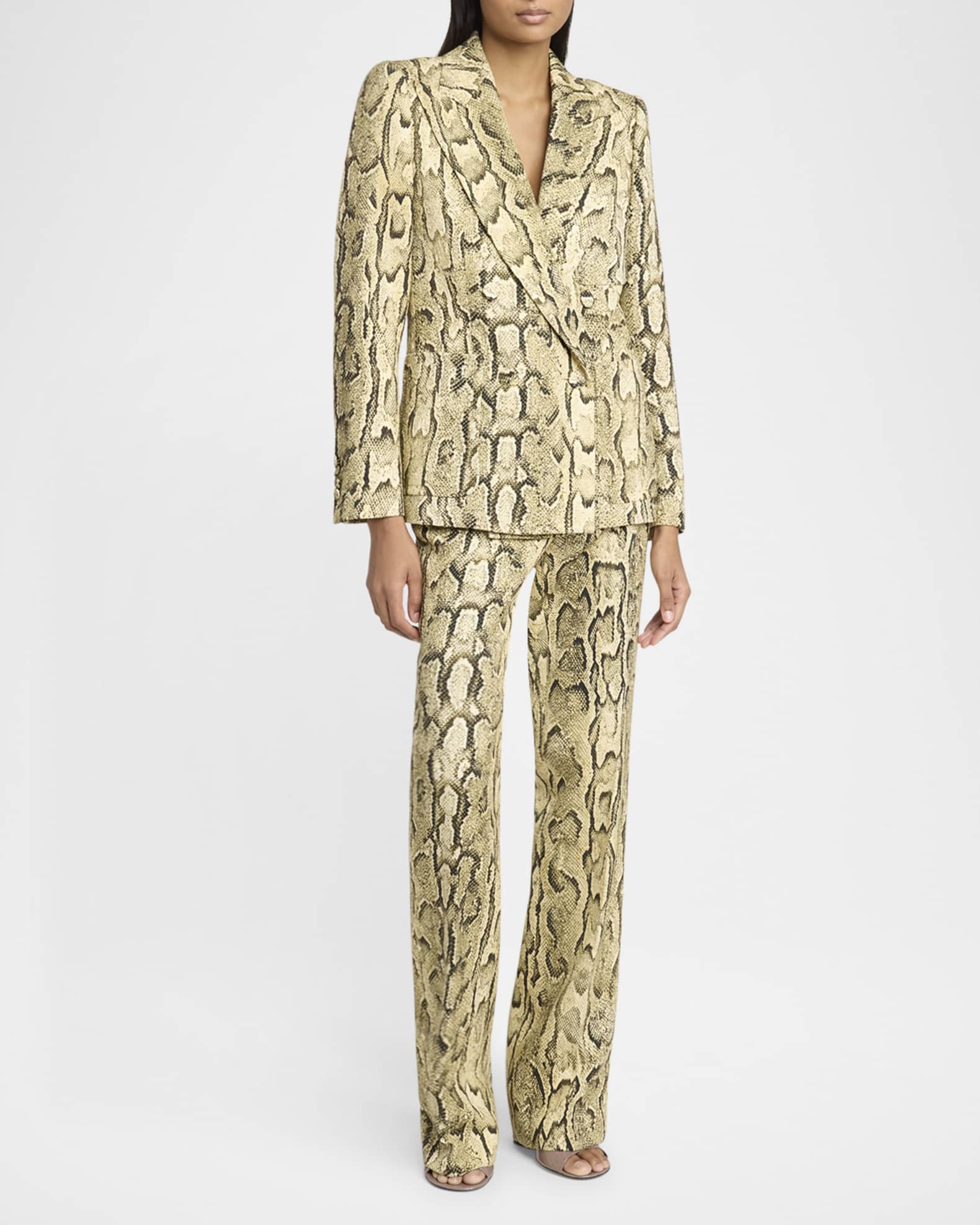 Dries Van Noten Snakeskin-Print Double-Breasted Blazer