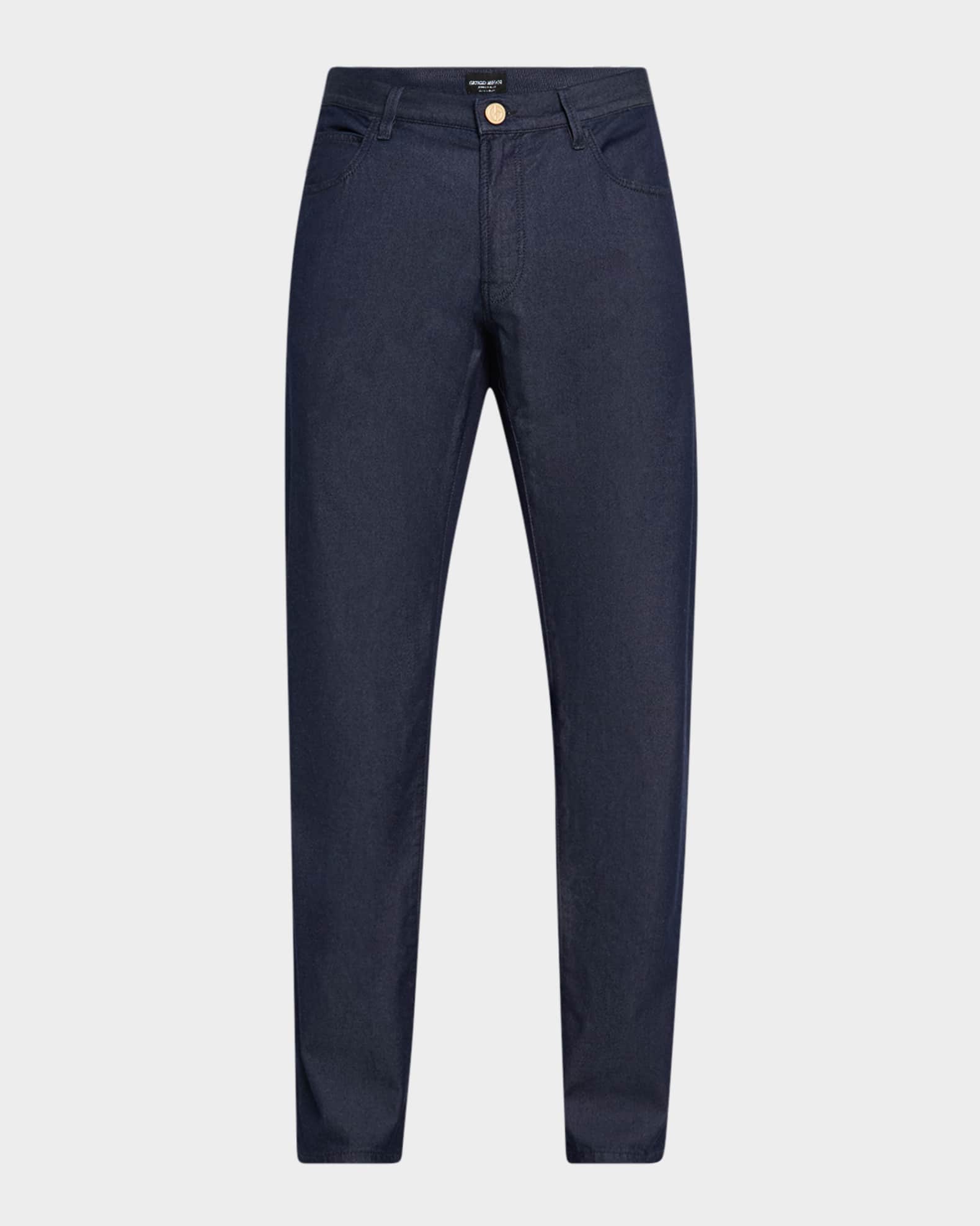 Giorgio Armani Men's Cotton-Silk 5-Pocket Pants | Neiman Marcus
