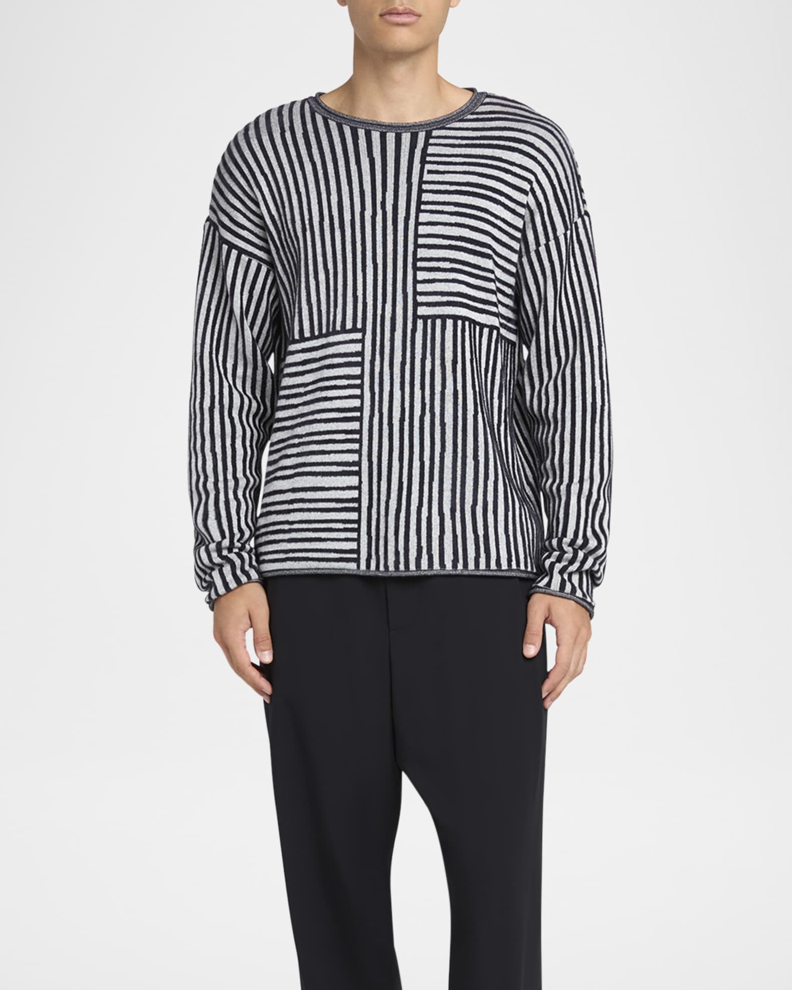 Men's Mixed Stripe Jacquard Crewneck Sweater 1
