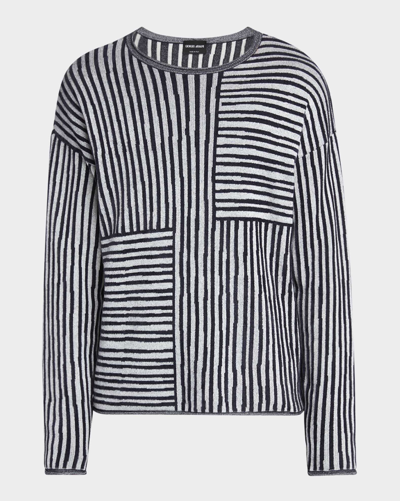 Men's Mixed Stripe Jacquard Crewneck Sweater 0