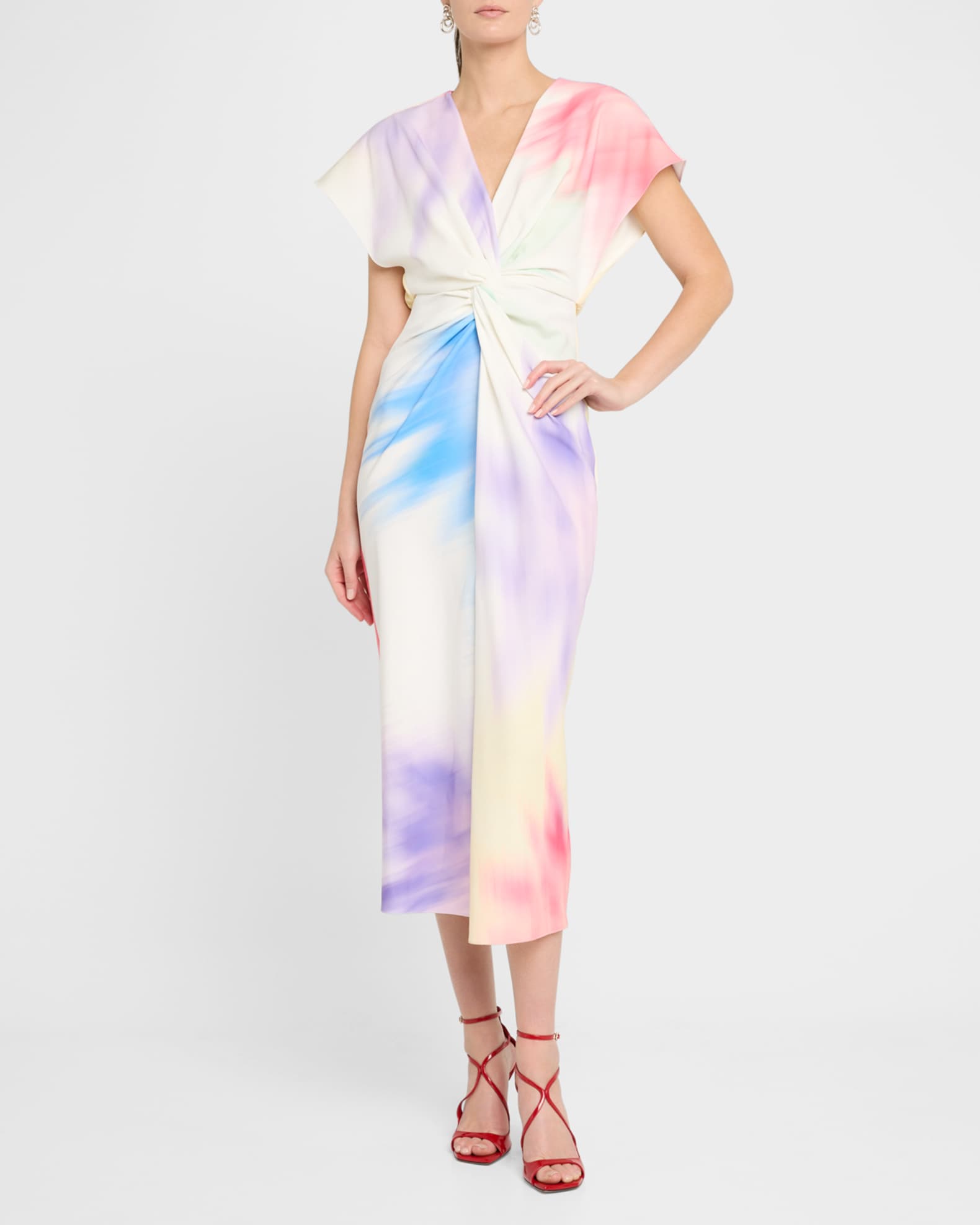 Jackie Twisted Short-Sleeve Midi Dress 1