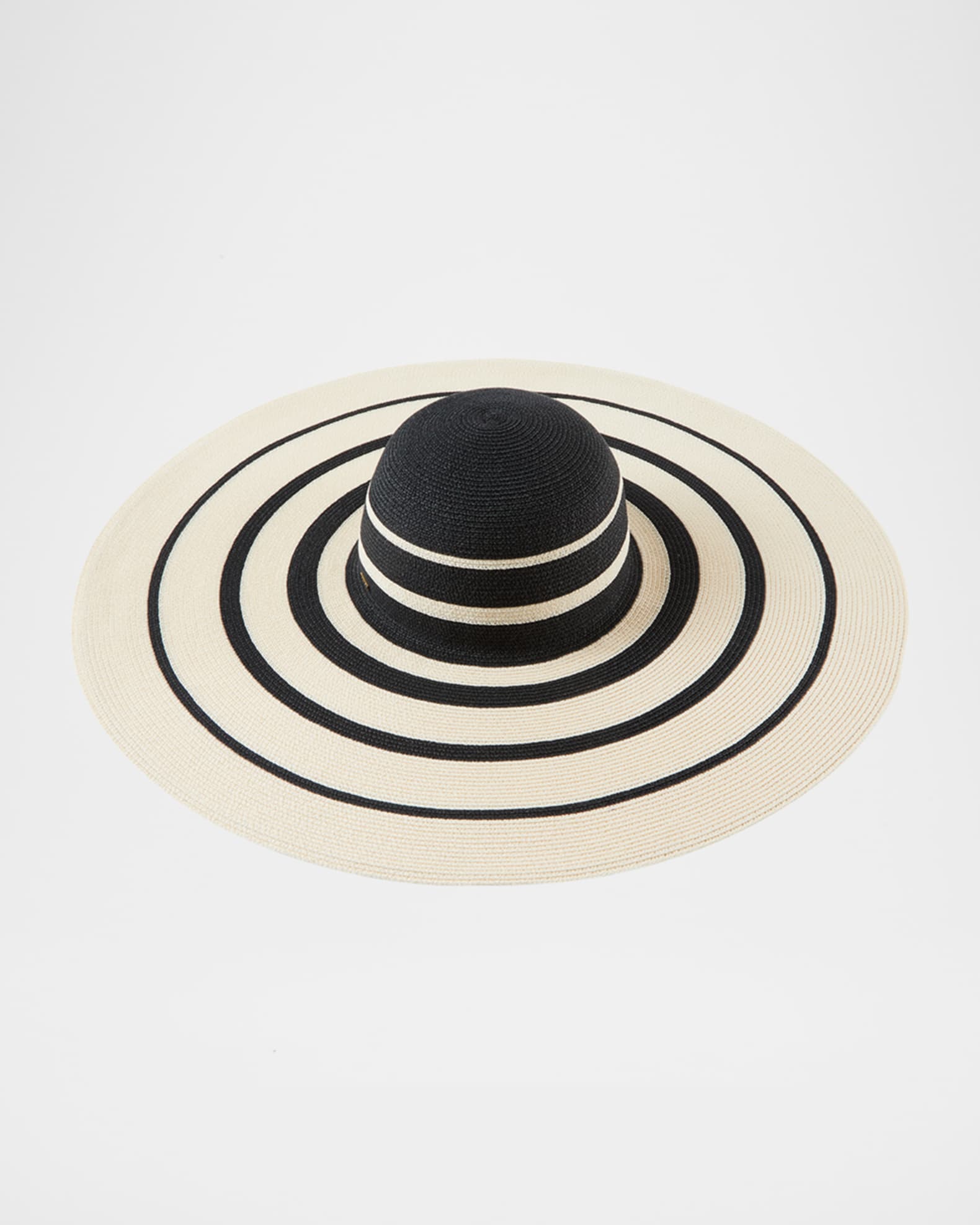 Sunny Striped Straw Large Brim Hat 0