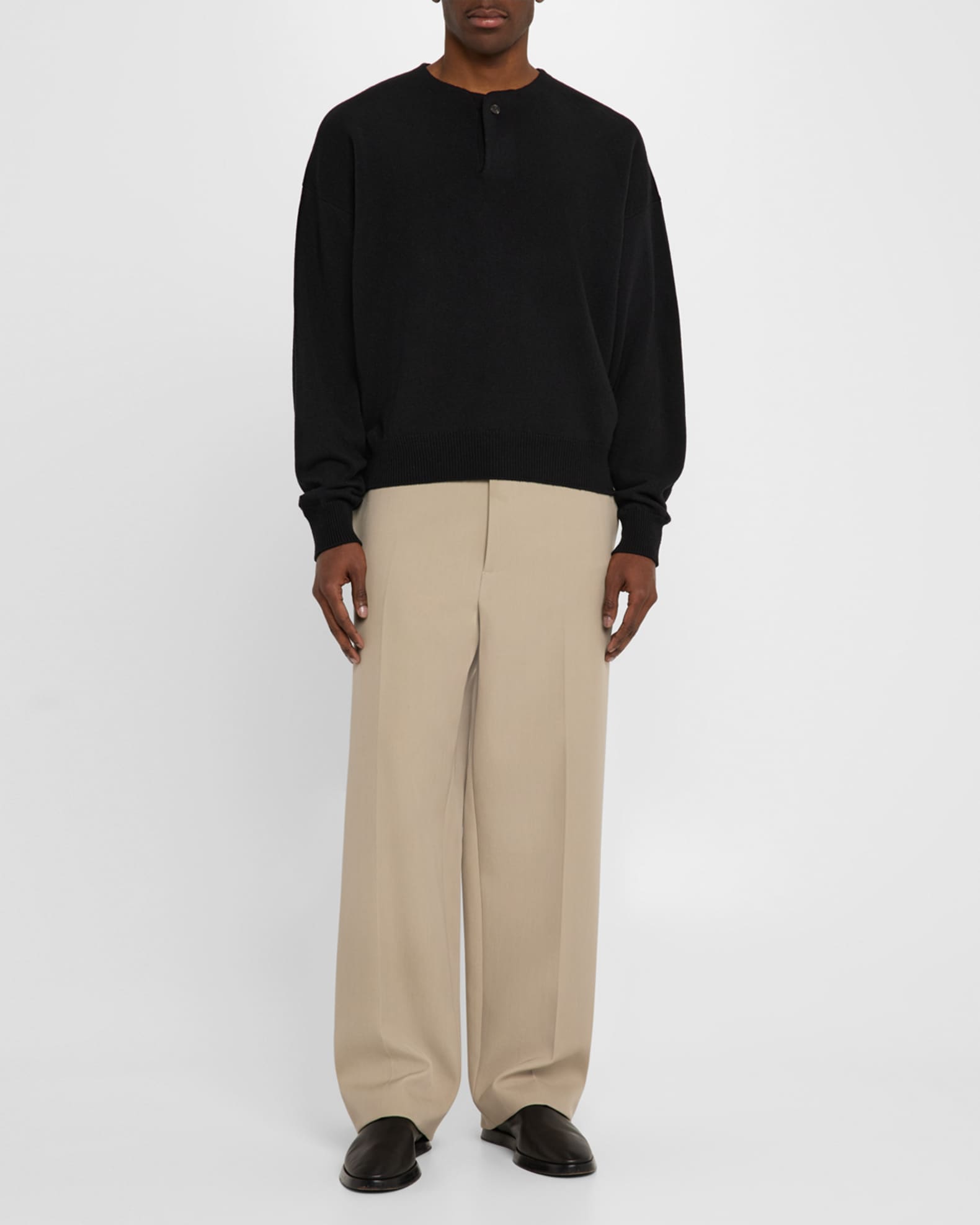 Men's Fine Knit Henley Shirt - Thumbnail 2
