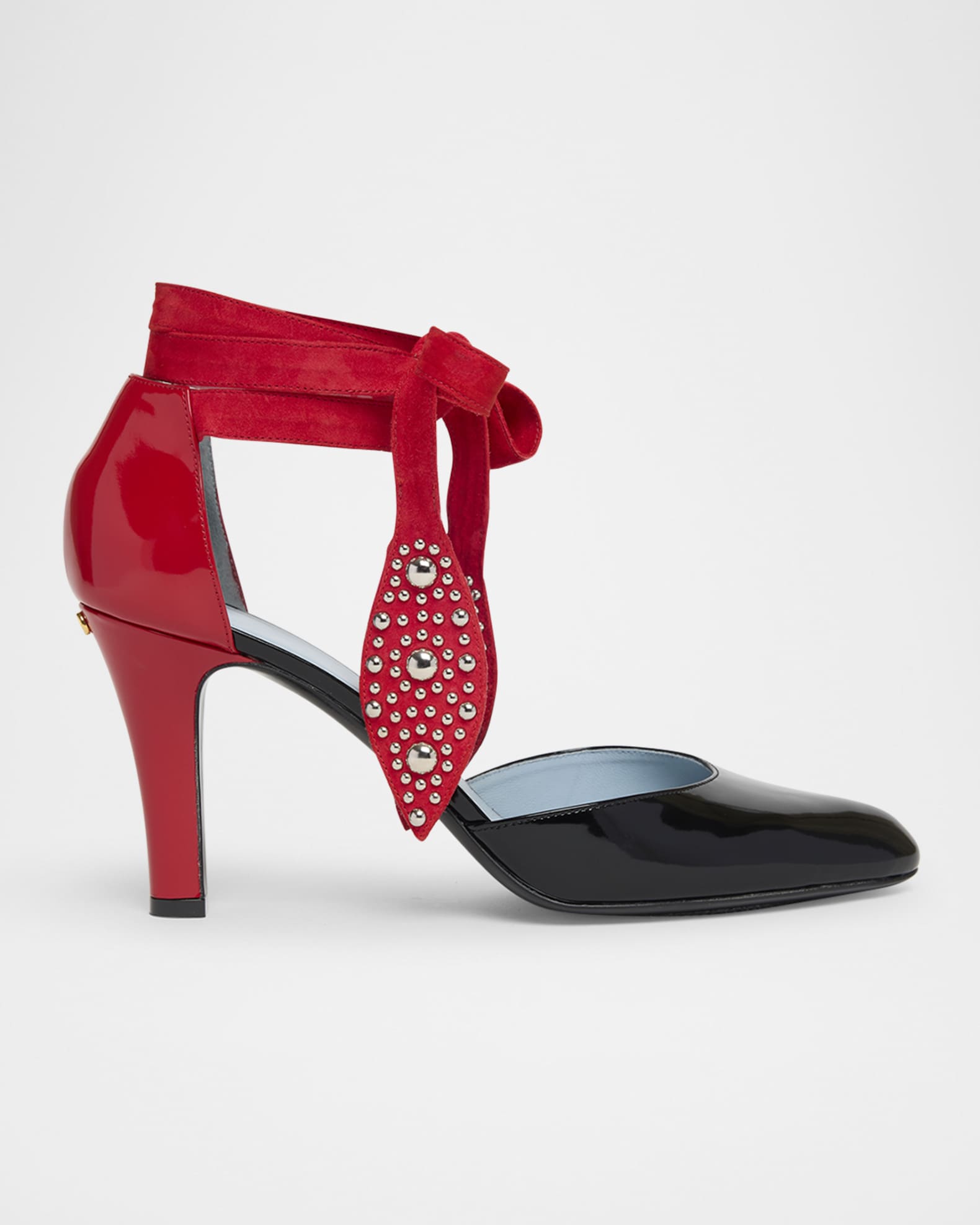 Valentino Garavani Bicolor Studded Mixed Leather Ankle-Wrap Pumps | Neiman  Marcus
