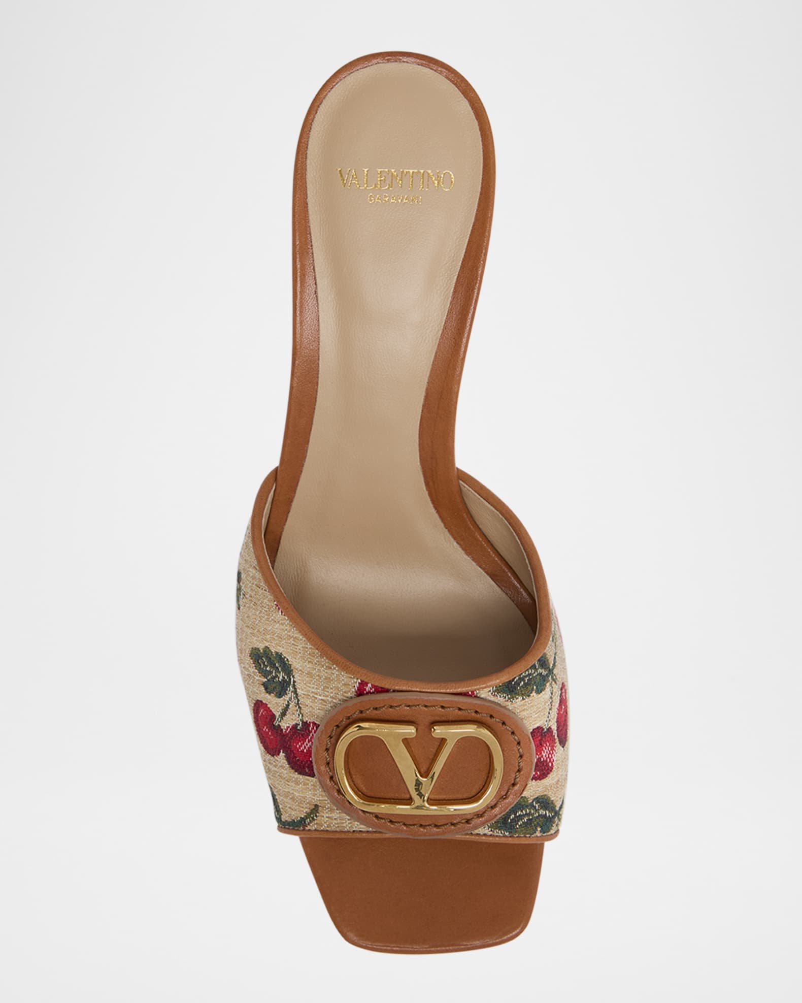 Valentino Garavani VLogo Medallion Cherry Slide Sandals | Neiman