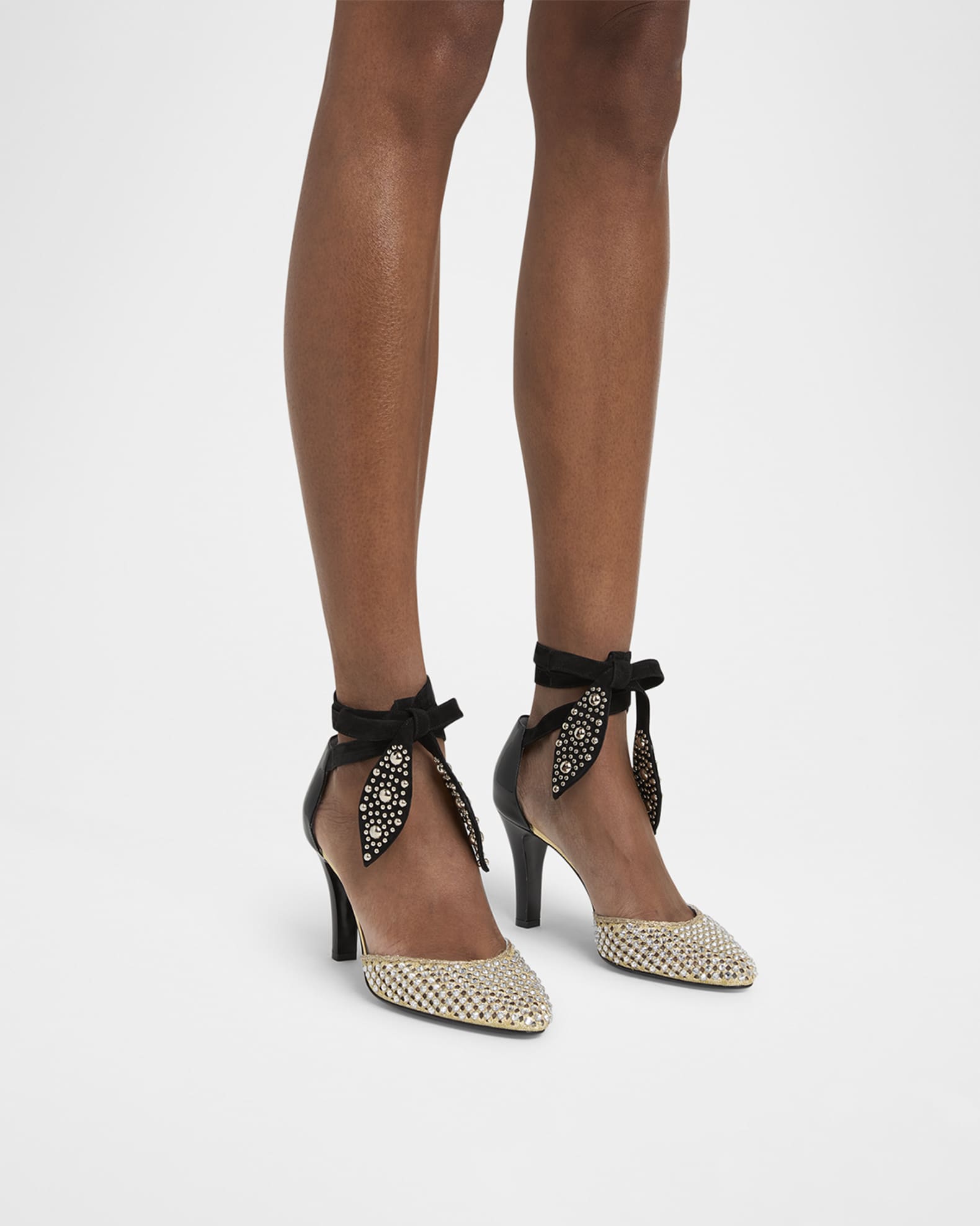 Crystal Foliage Mesh Pumps 1