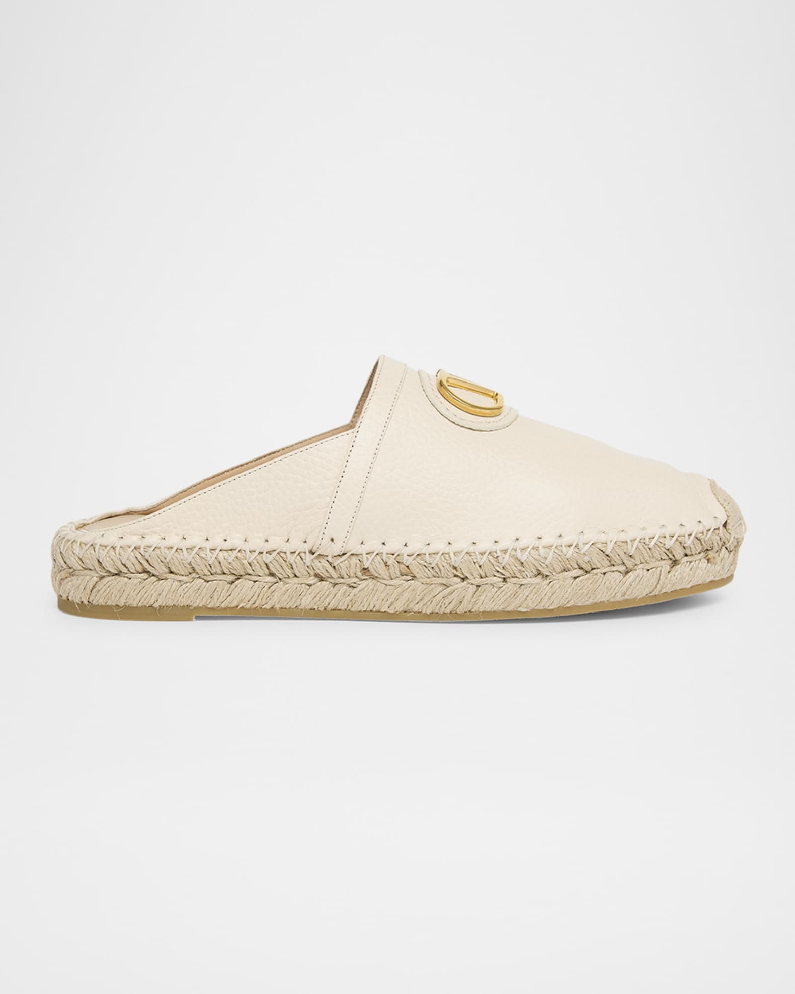 フラットシューズ [VALENTINO] WHITE LEATHER VLOGO SIGNATURE ESPADRILLES Valentino Garavani White leather VLogo Signature espadrilles