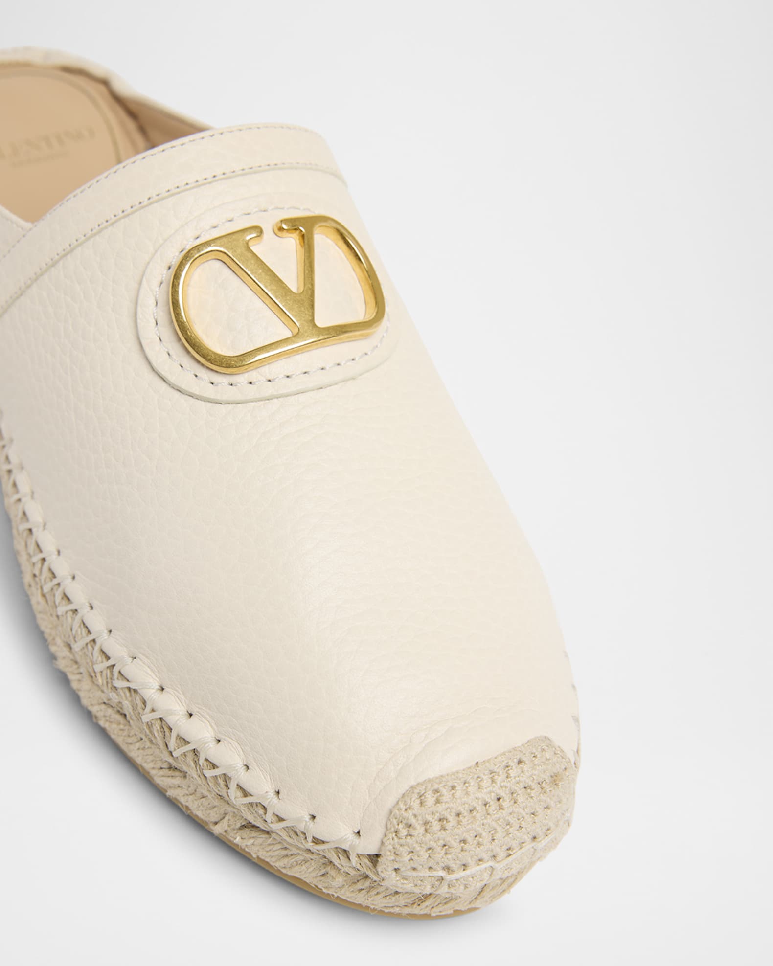 Valentino Garavani VLogo Leather Medallion Espadrille Mules