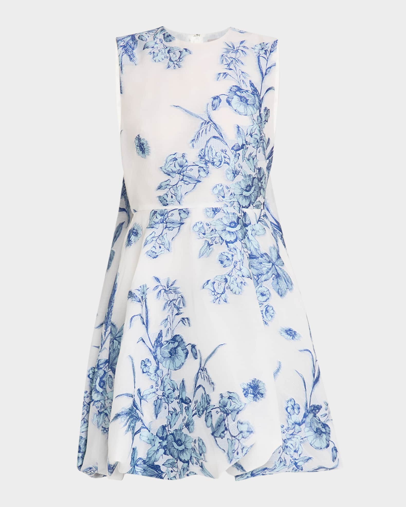 Wateau Floral Fil Coupe Bubble Mini Dress 0