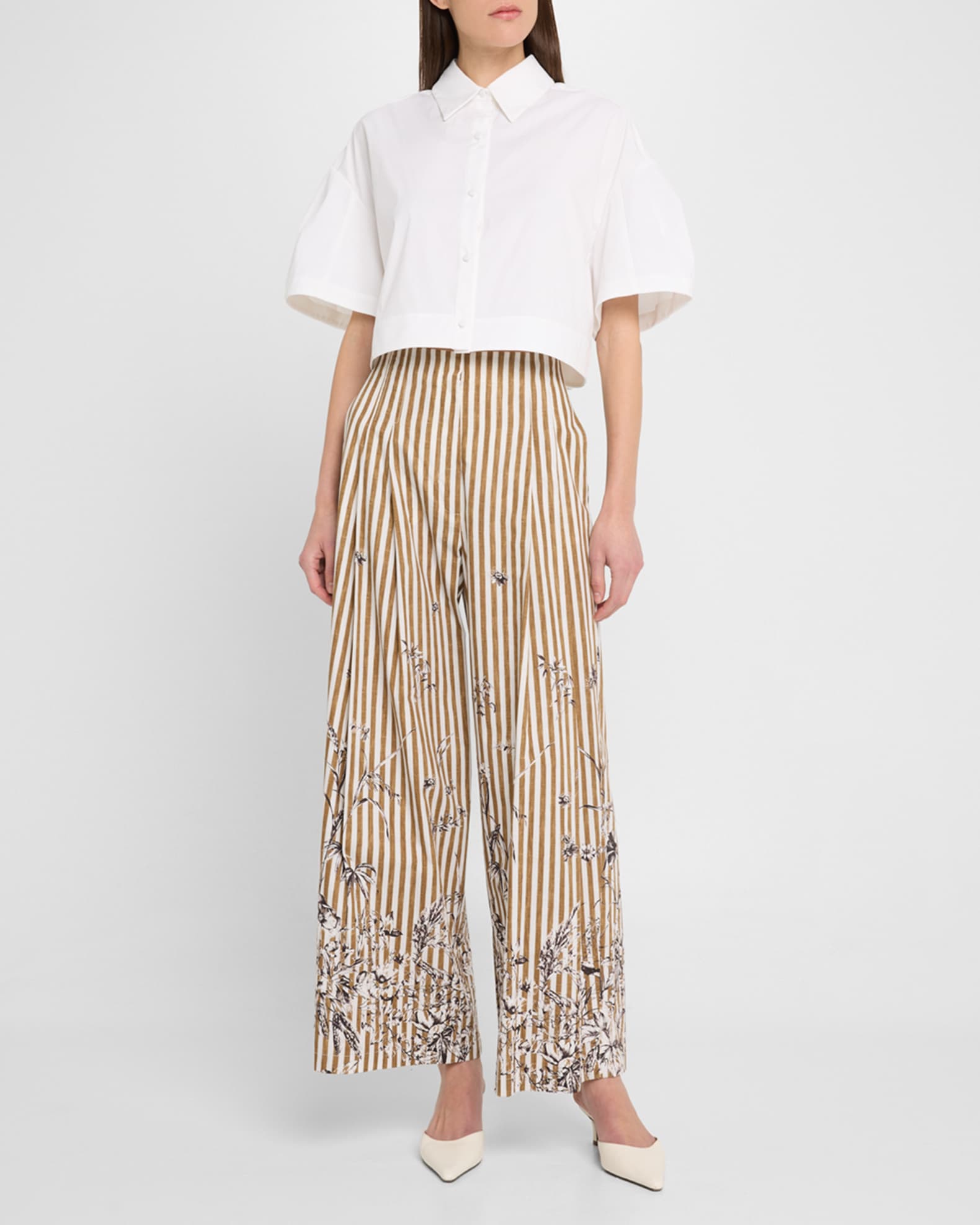 Short-Sleeve Crop Button-Down Shirt 1