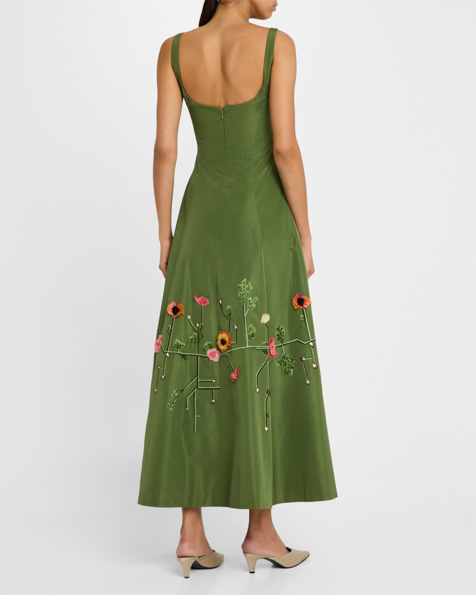 Floral Embroidered Sleeveless Midi Dress