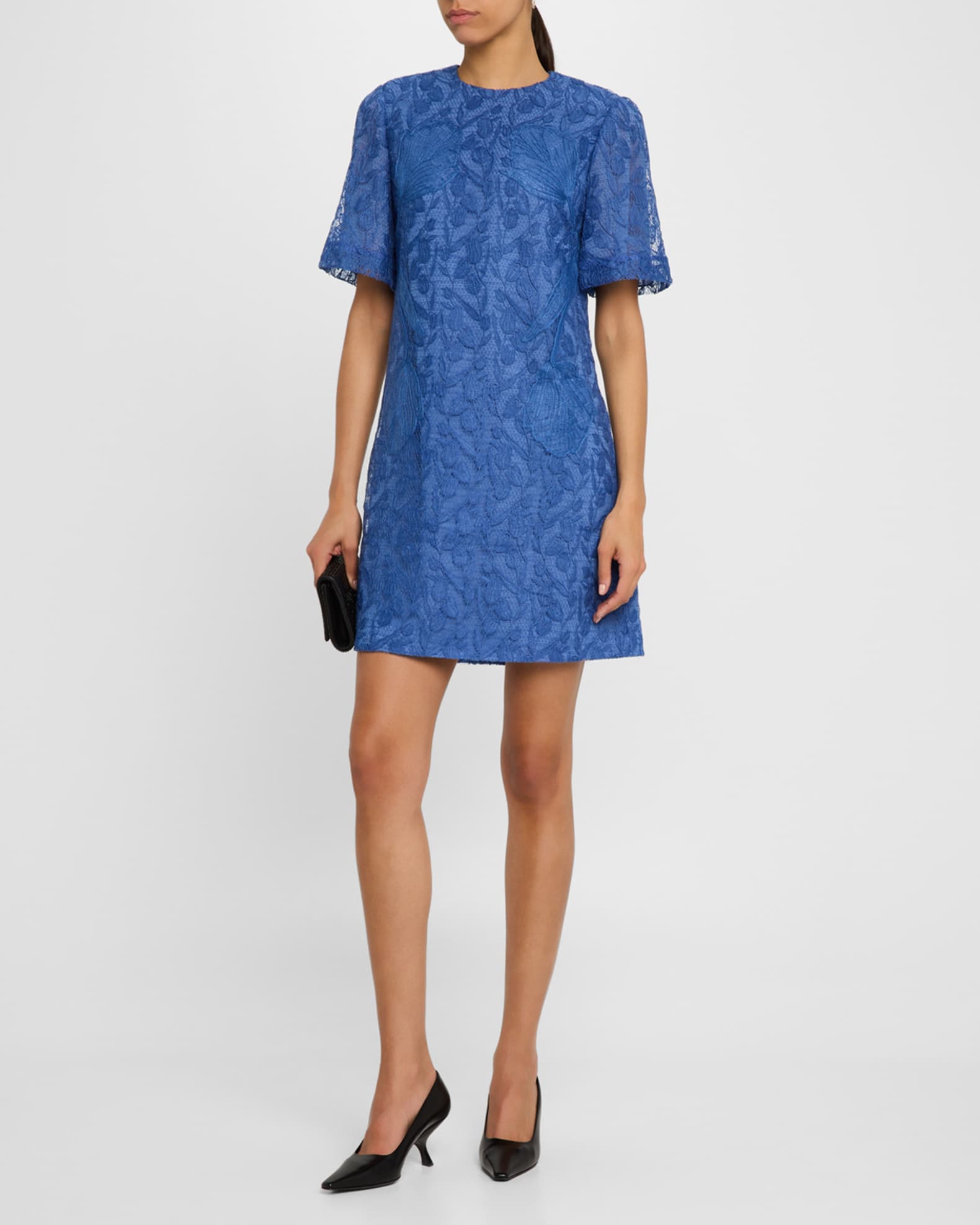 Rachel Tulip Lace Short-Sleeve Mini Tunic Dress 1