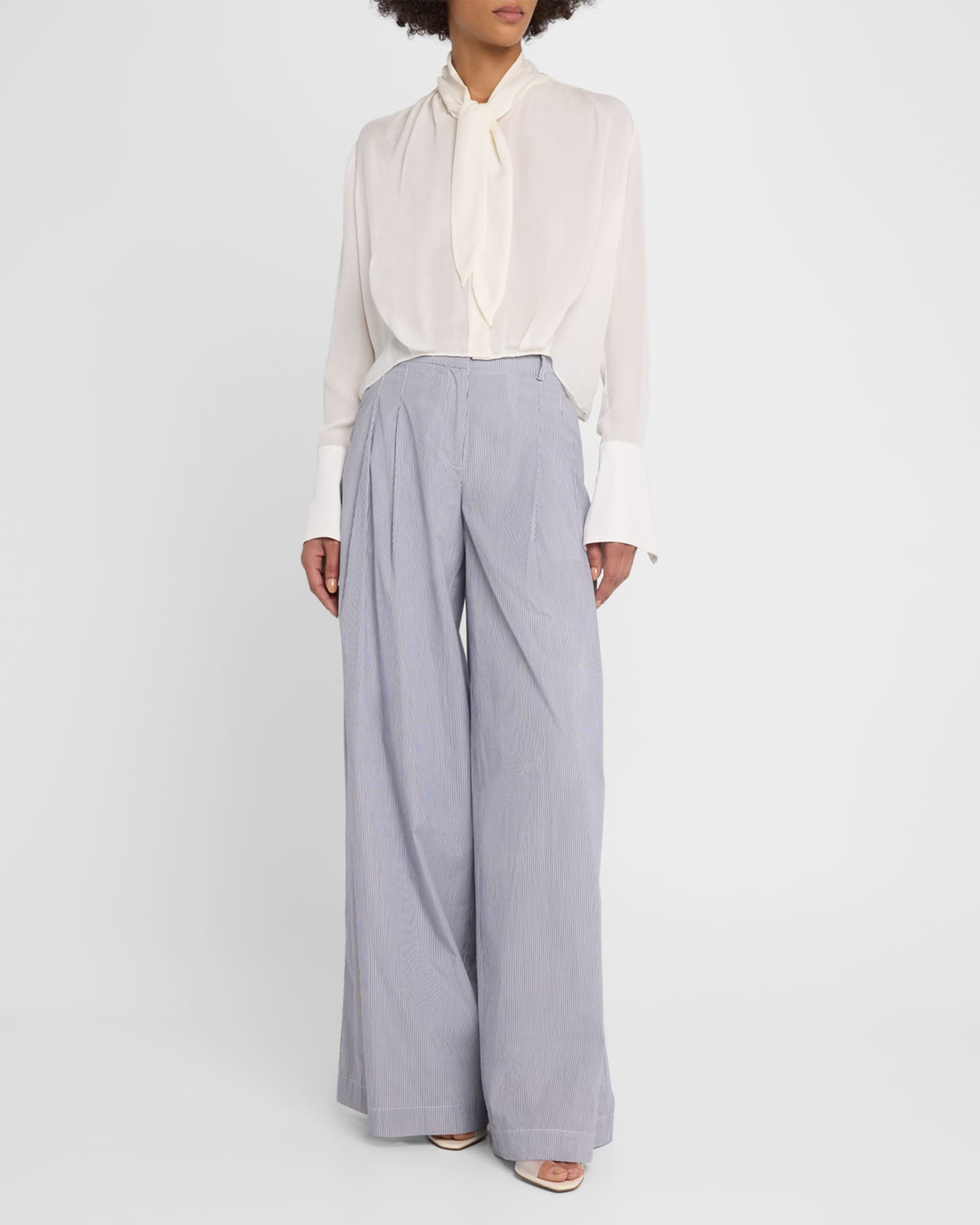 Bergman Tie-Neck Silk Blouse 1