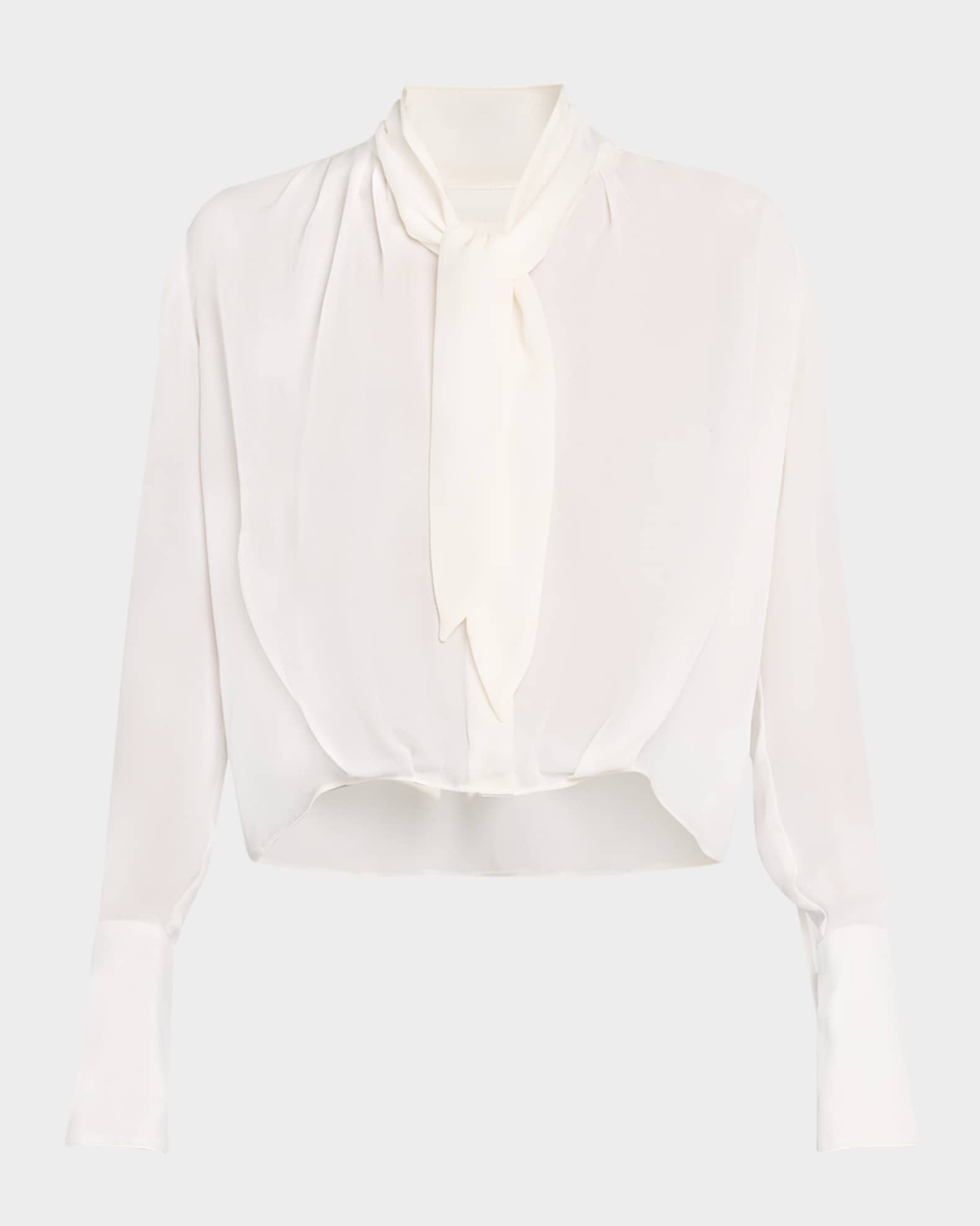 Bergman Tie-Neck Silk Blouse 0