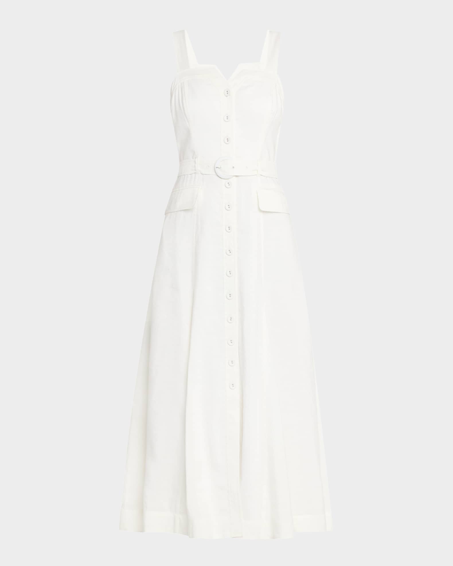Belted Button-Front Shirtdress 0