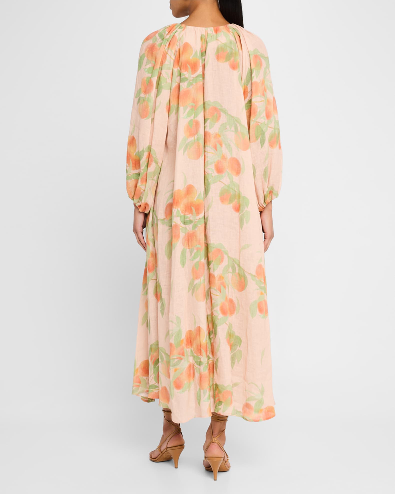 Sweet Peach Nectar Linen Embroidery Dress main image 1