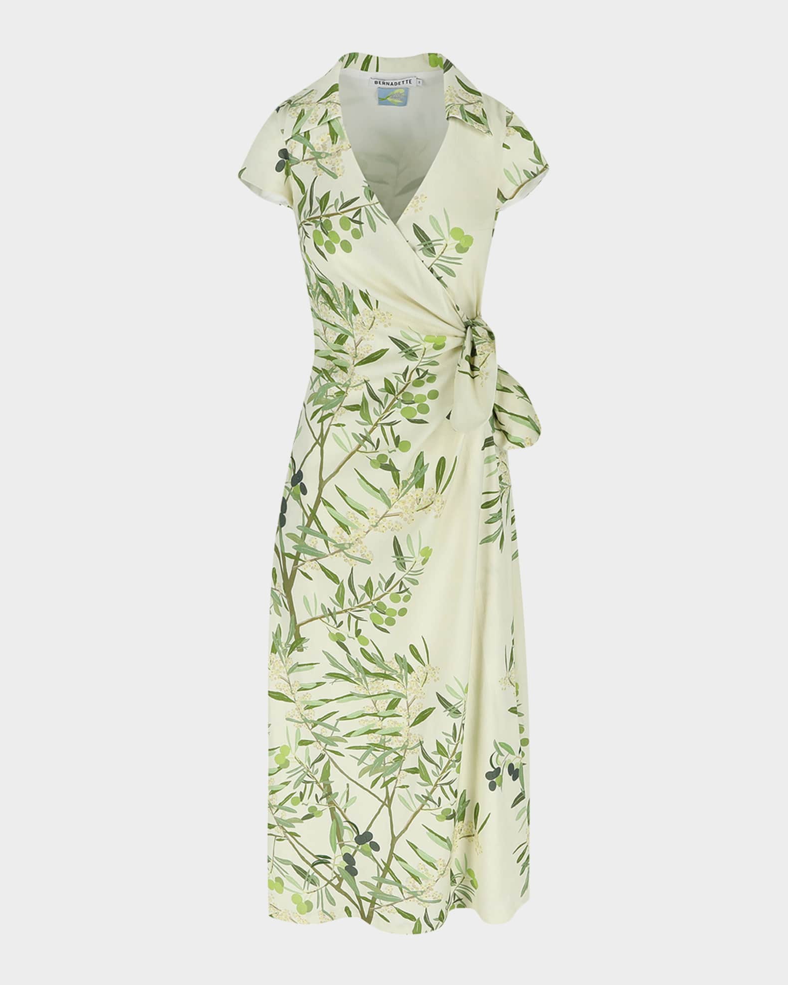 Olive Tree Print Wrap Dress 0