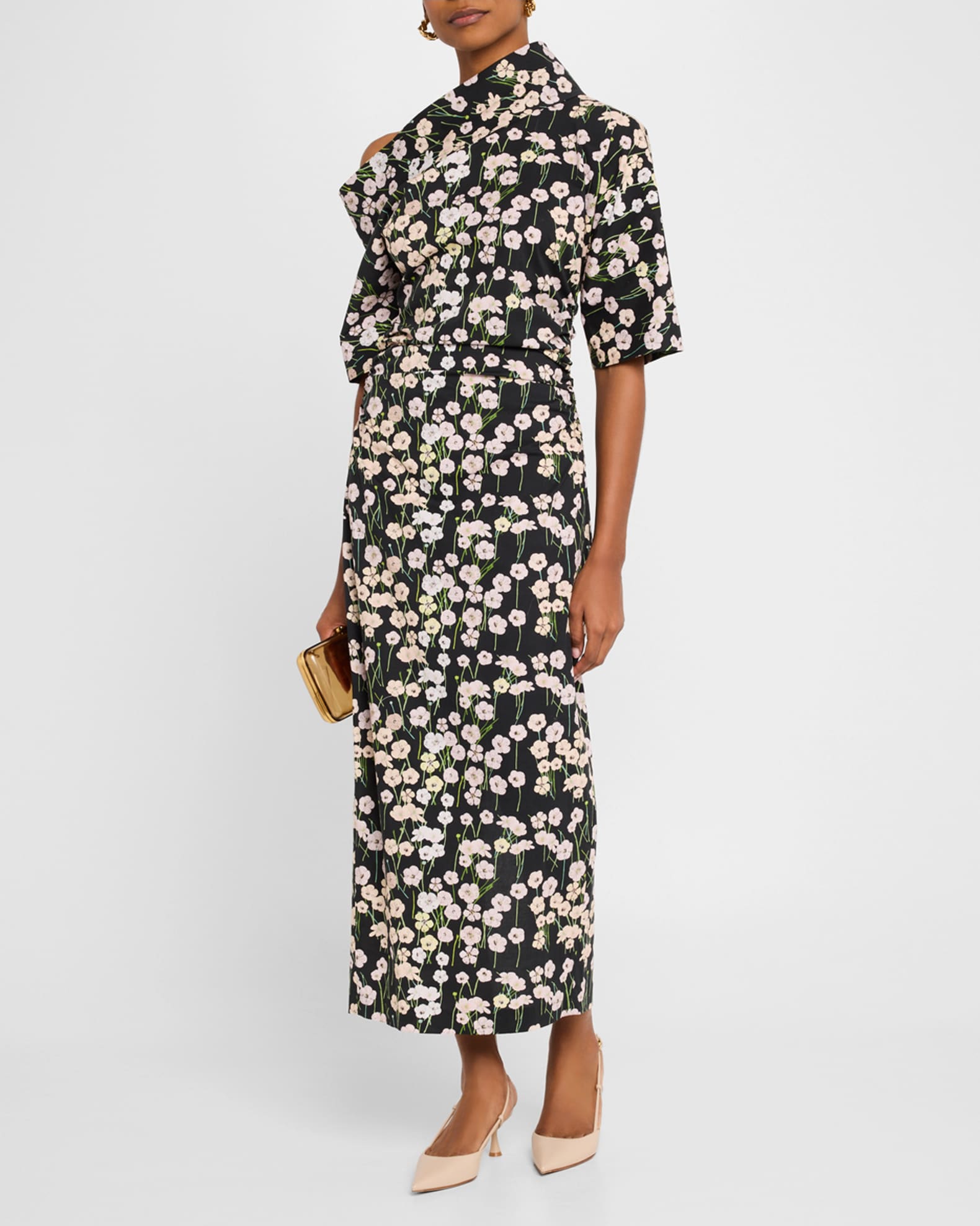 Bowie Printed Off-The-Shoulder Bow Dress 1