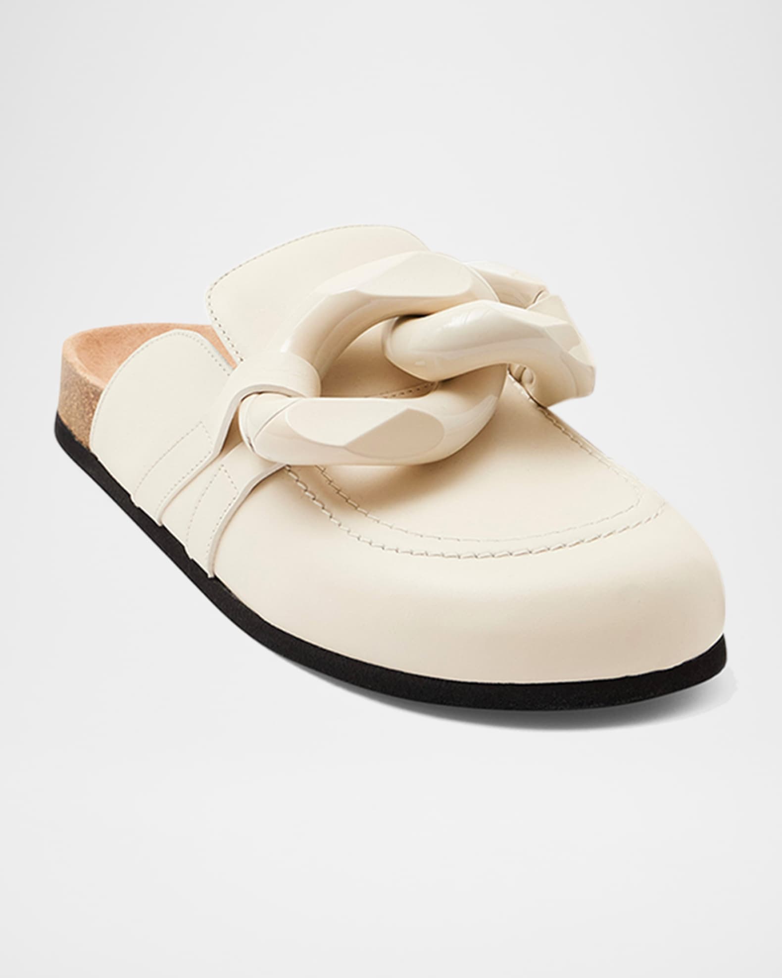 Chunky Chain Leather Loafer Mules 1