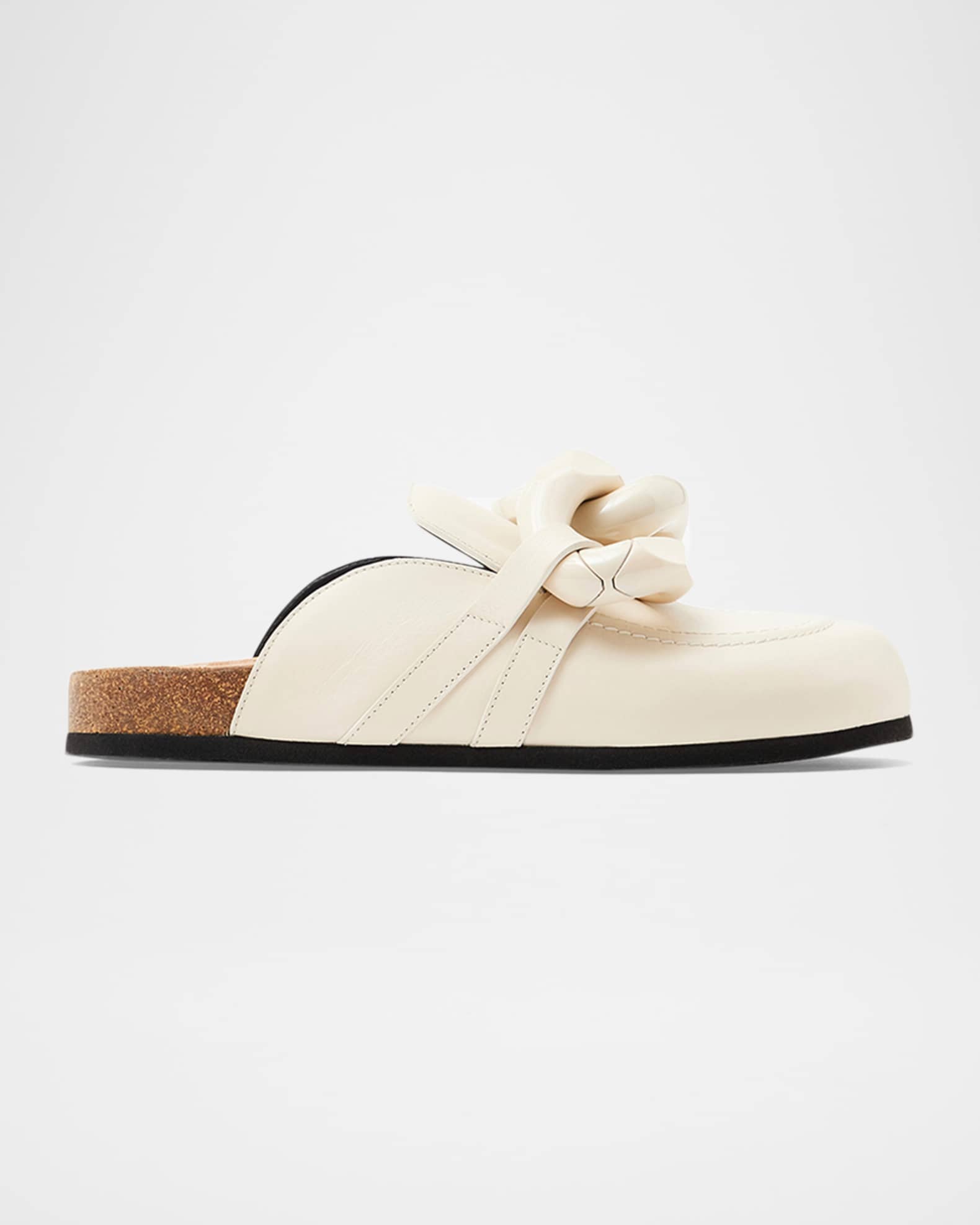 Chunky Chain Leather Loafer Mules 0