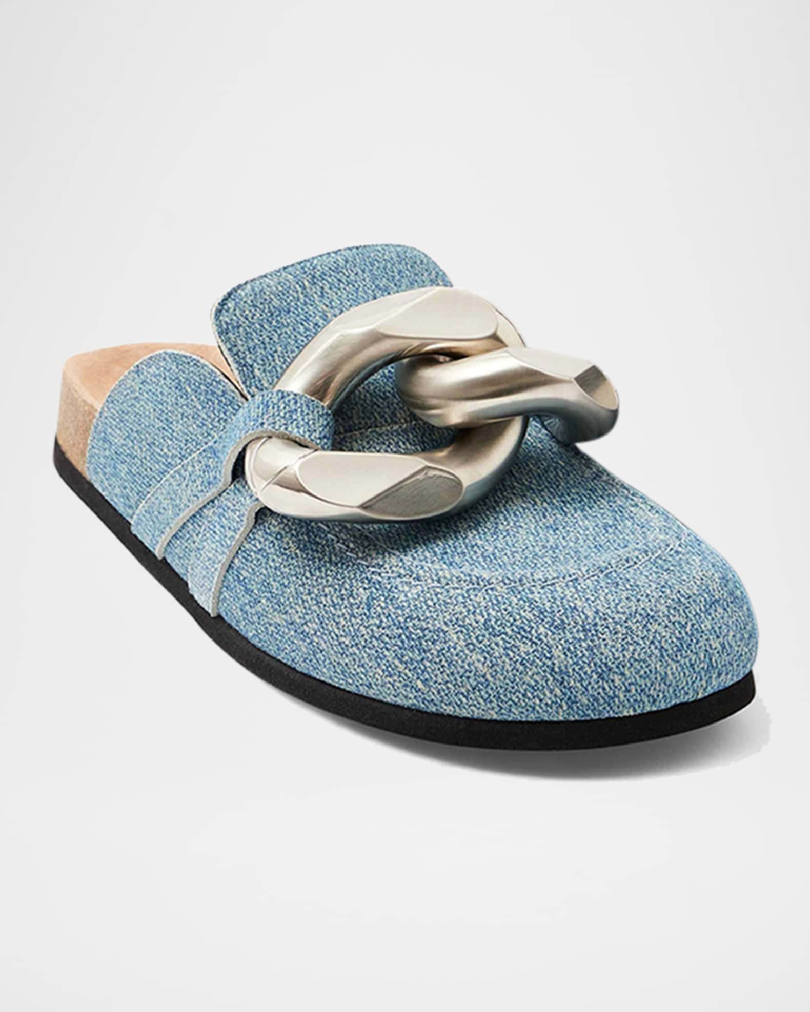 Chunky Chain Denim Loafer Mules 1