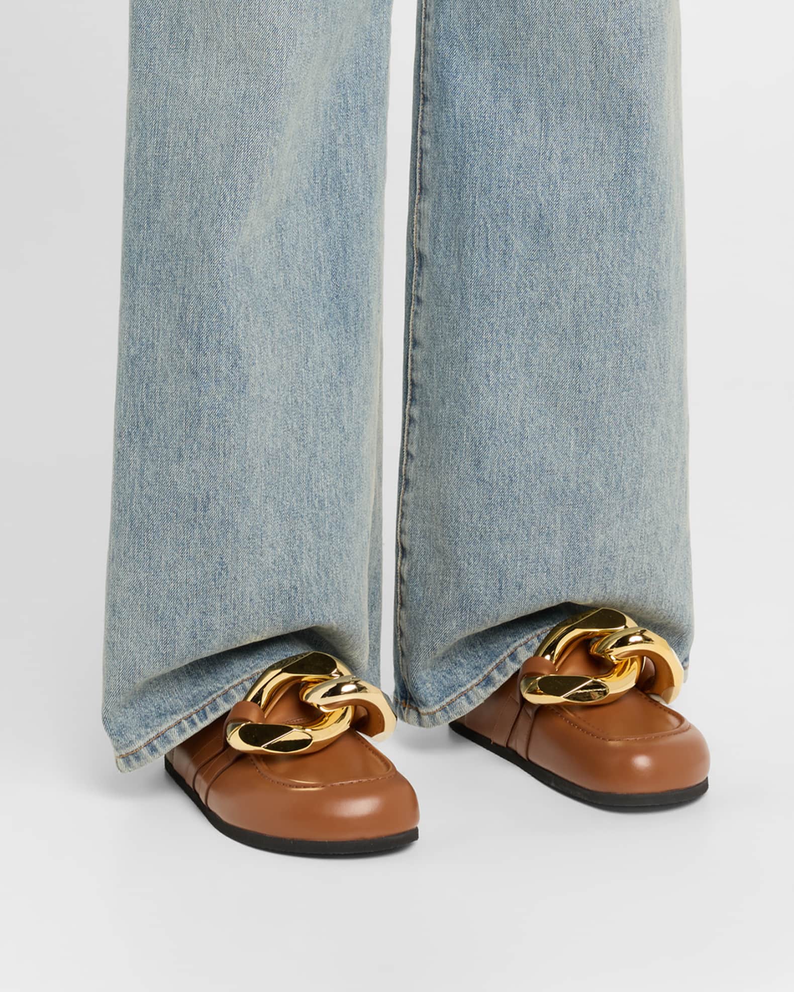 Chunky Chain Calfskin Slide Mules 1