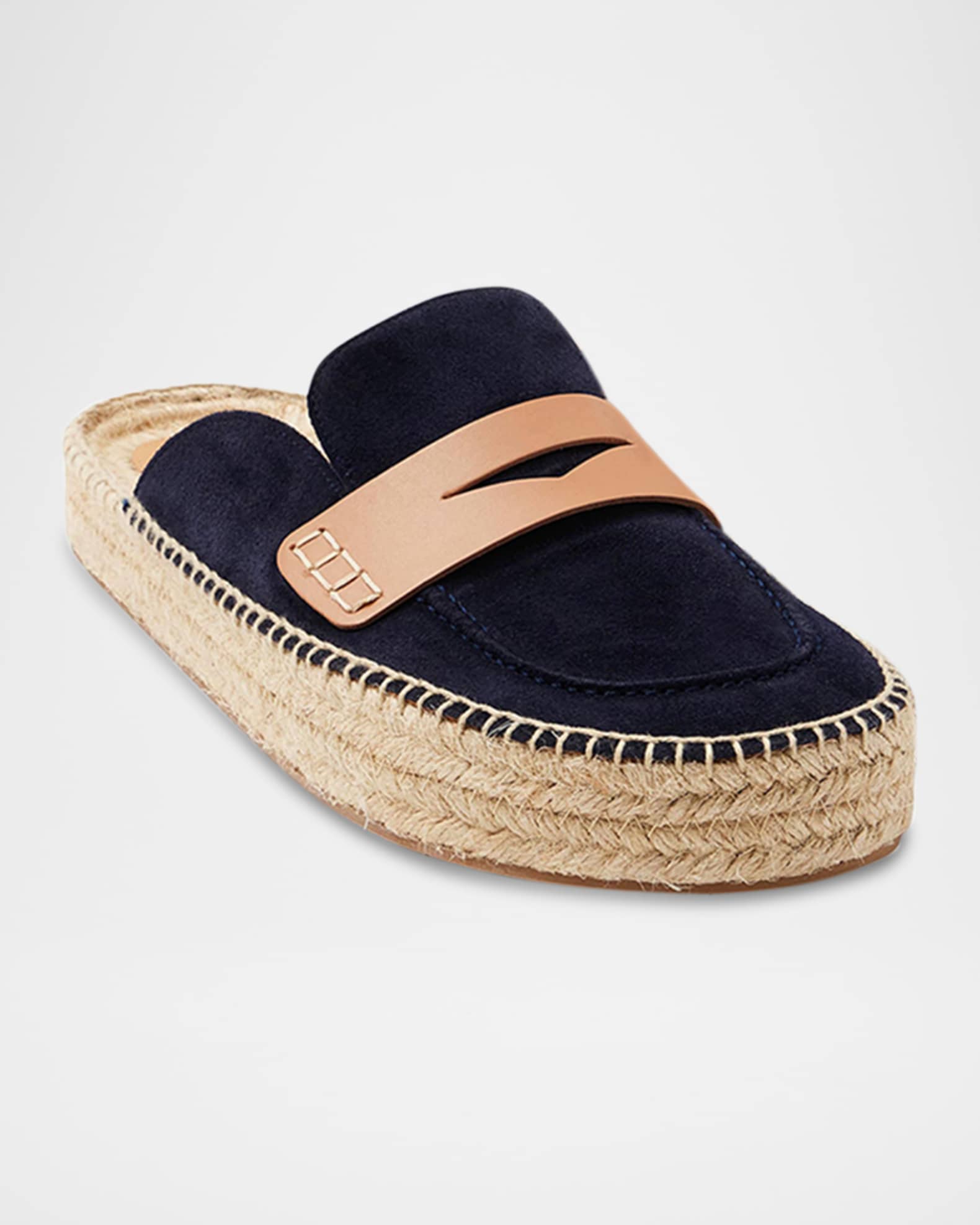 Suede Espadrille Penny Loafer Mules 1