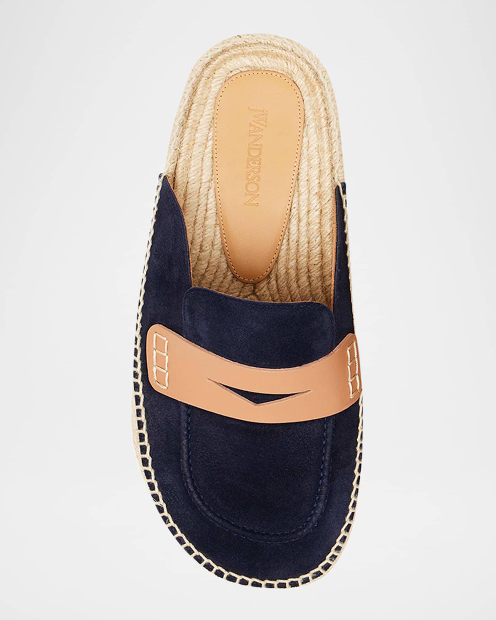Suede Espadrille Penny Loafer Mules