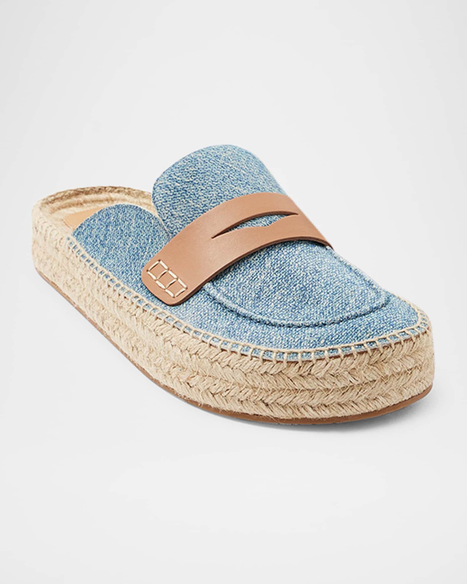 Denim Espadrille Penny Loafer Mules 1