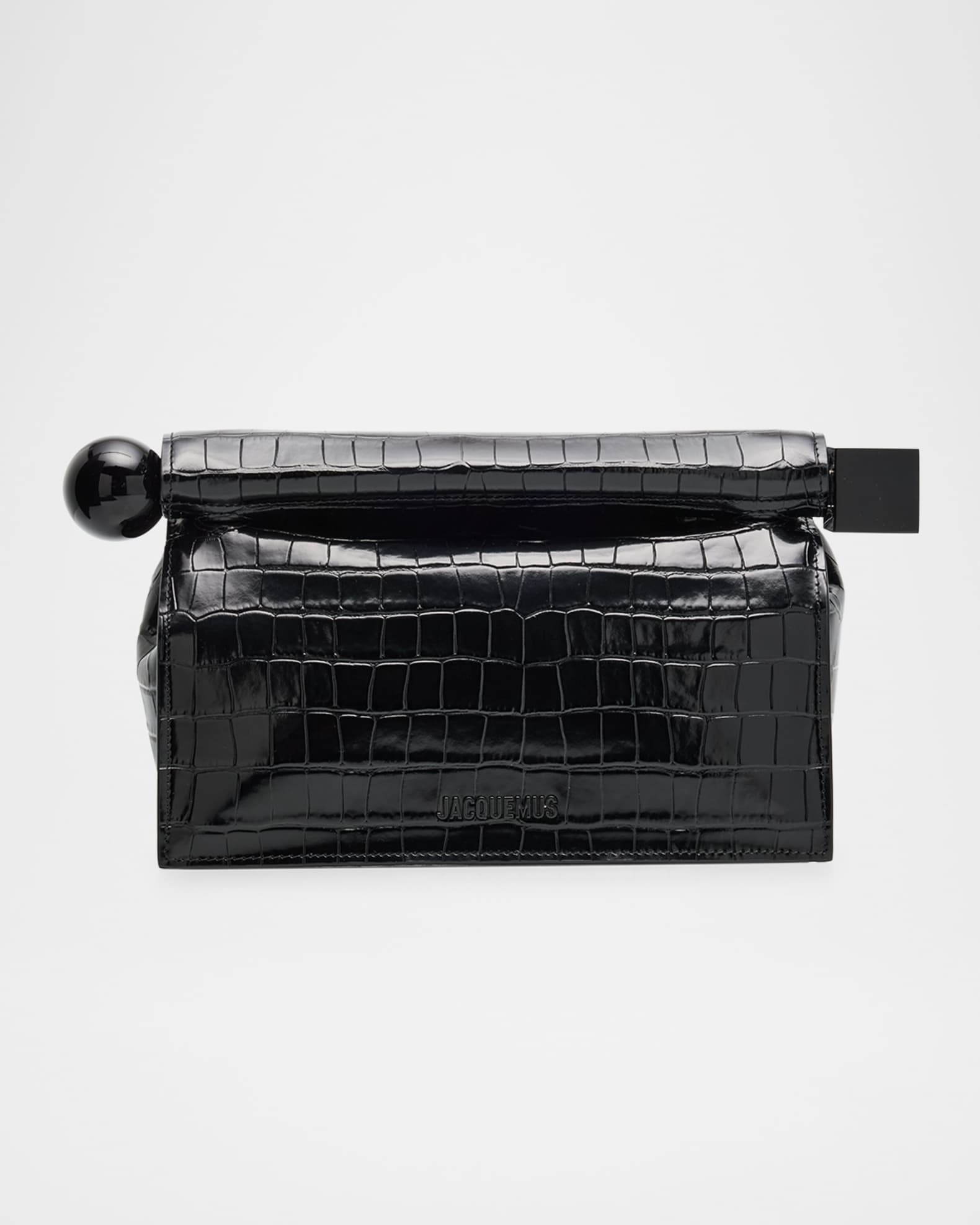 La Pochette Rond Croc-Embossed Clutch Bag 0