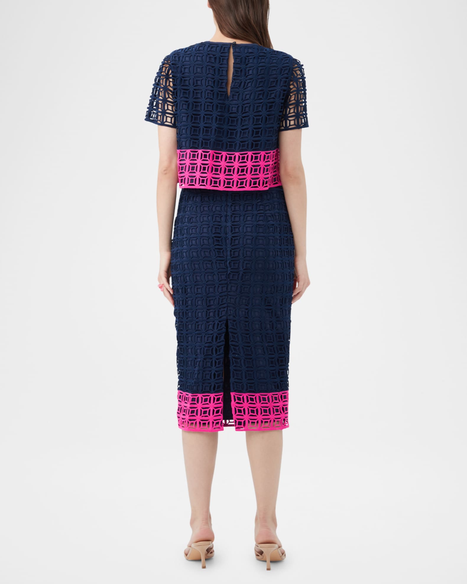 Dita 2 Colorblock Lace Midi Pencil Skirt 1