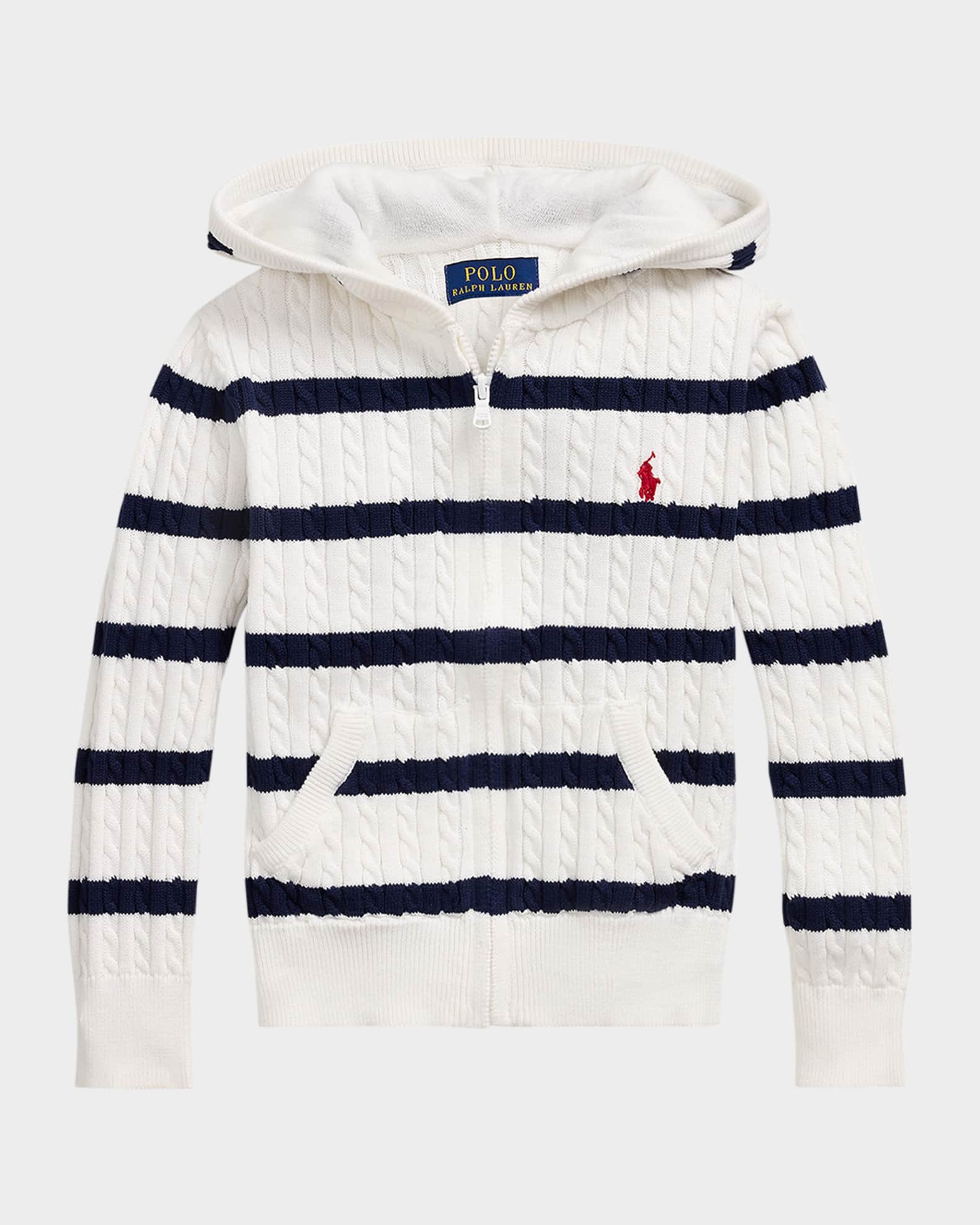 Girl's Mini Cable Hooded Sweater Neiman Marcus - Main Image