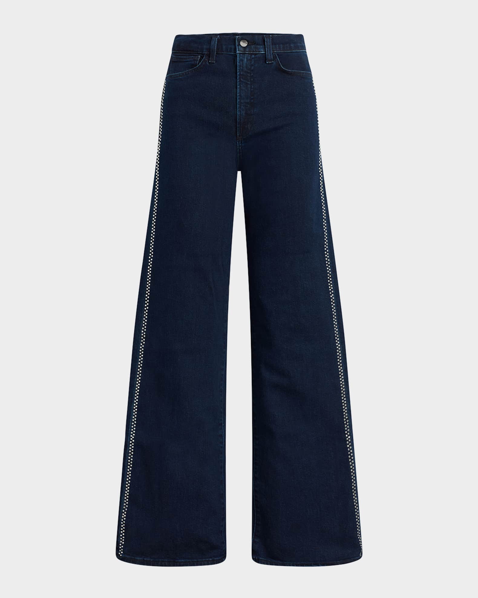 The Mia Wide-Leg Crystal Stripe Jeans 0