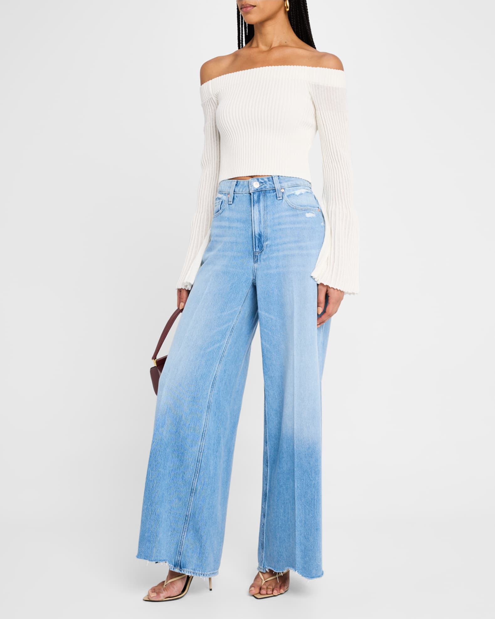 Portia Distressed Wide-Leg Jeans 1