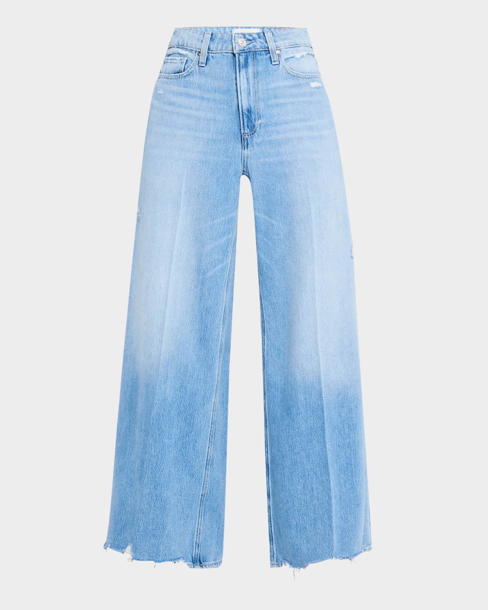 Portia Distressed Wide-Leg Jeans 0