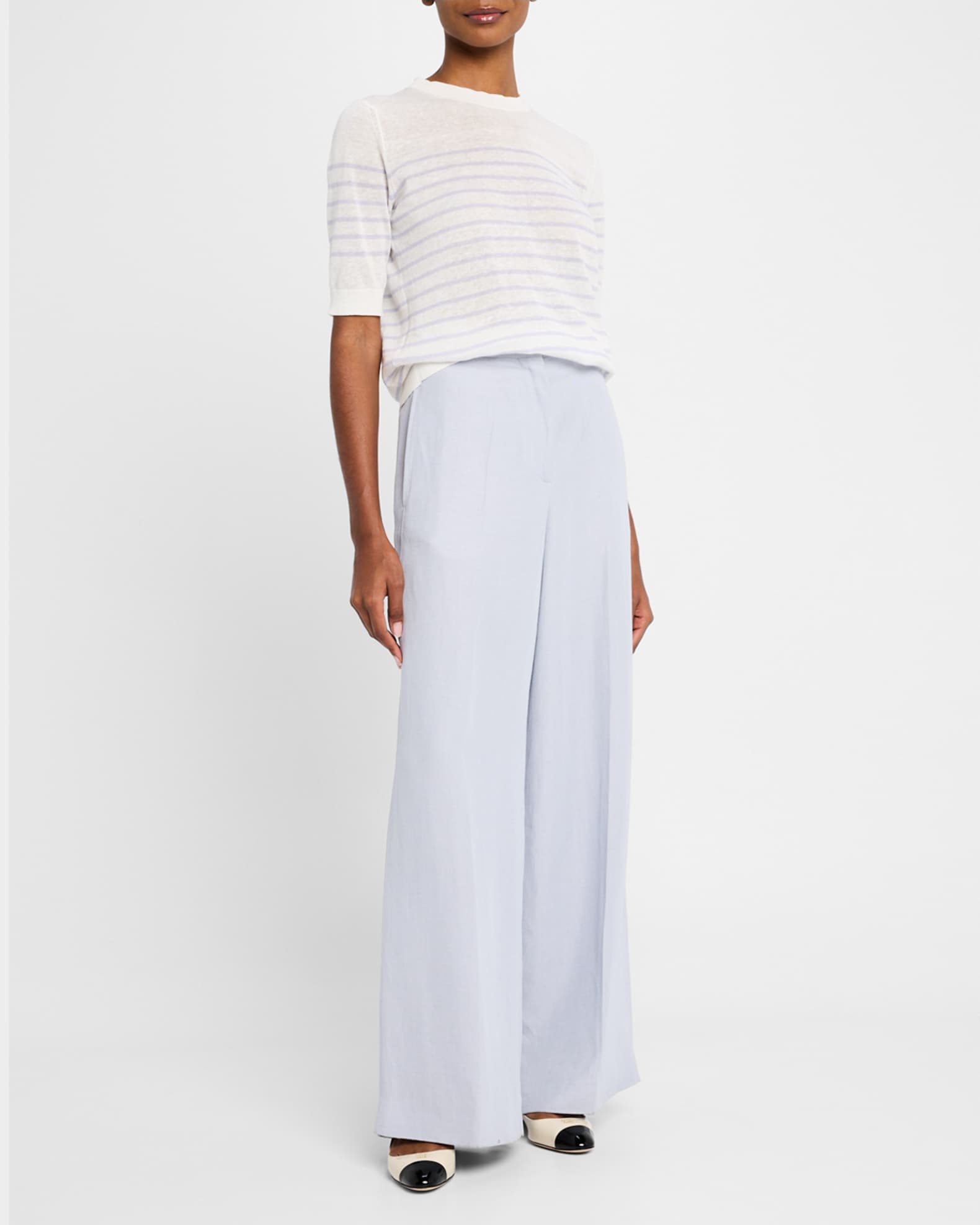 Viscose-Linen Straight Trousers 1