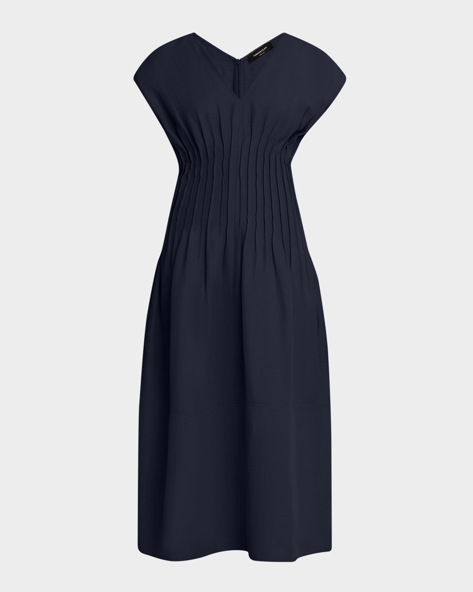 Pintuck Viscose-Linen Midi Dress 0