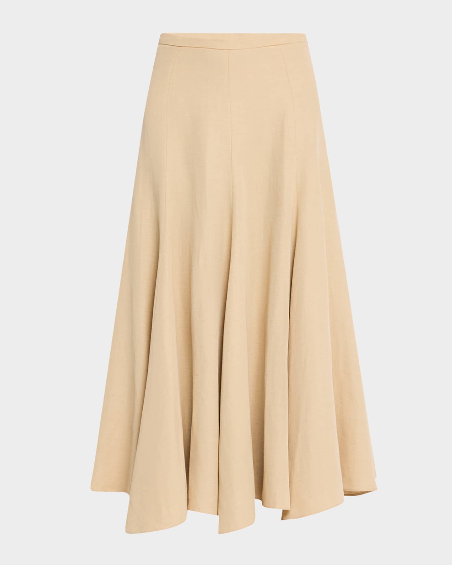 Flared Viscose-Linen Midi Skirt 0