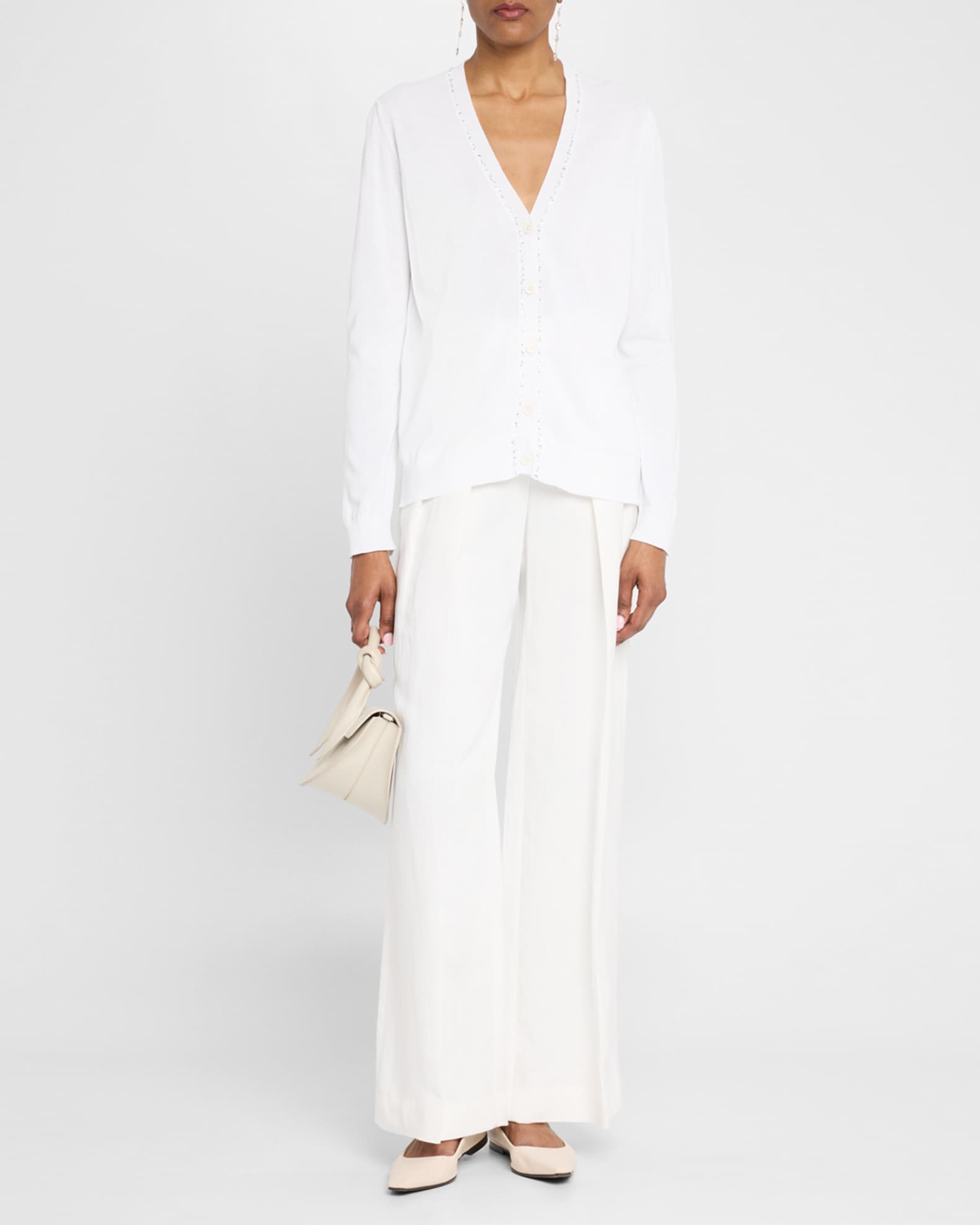 Oversized Sequin-Trim Cotton Cardigan 1