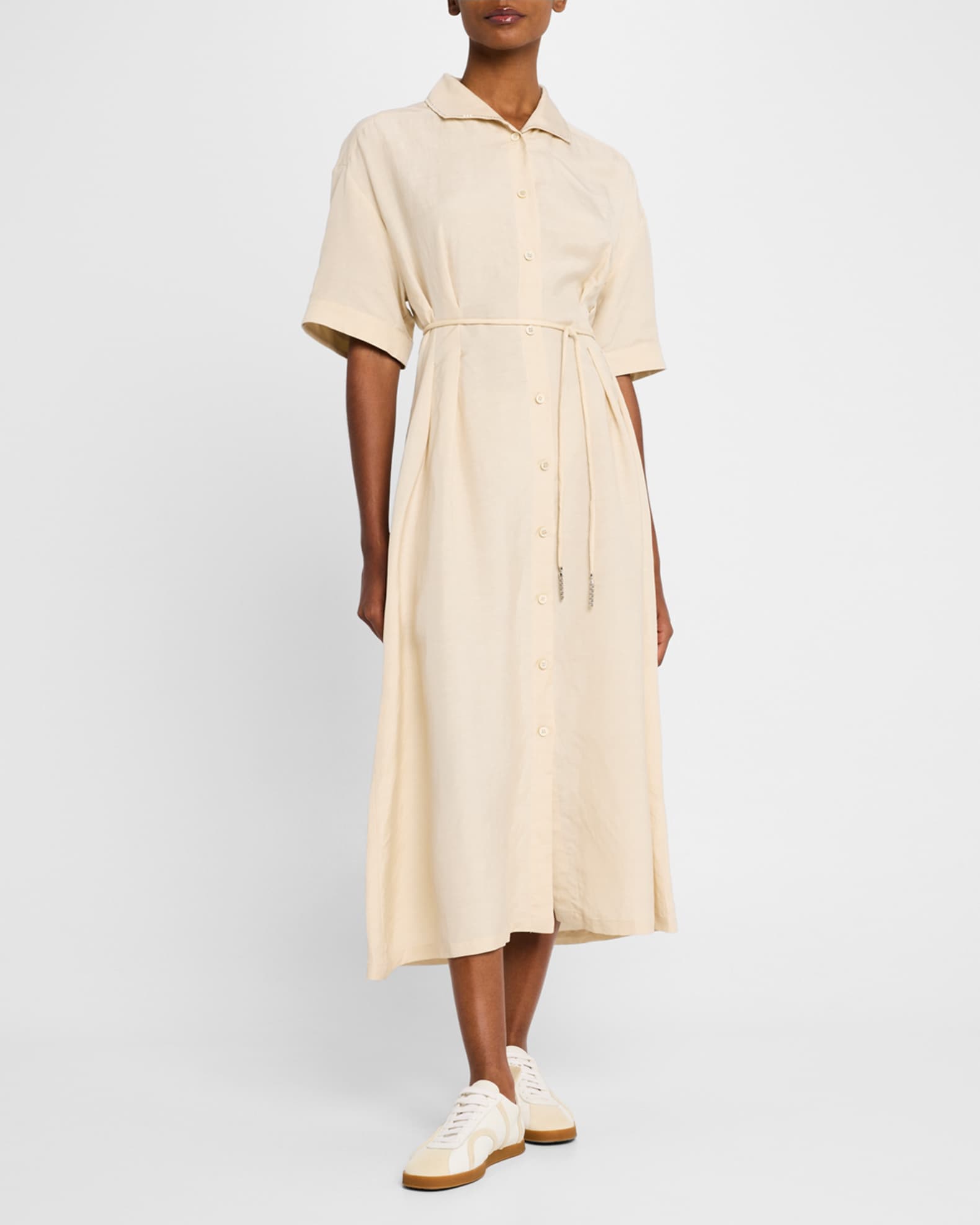 Pintuck Chain-Trim Midi Shirtdress 1