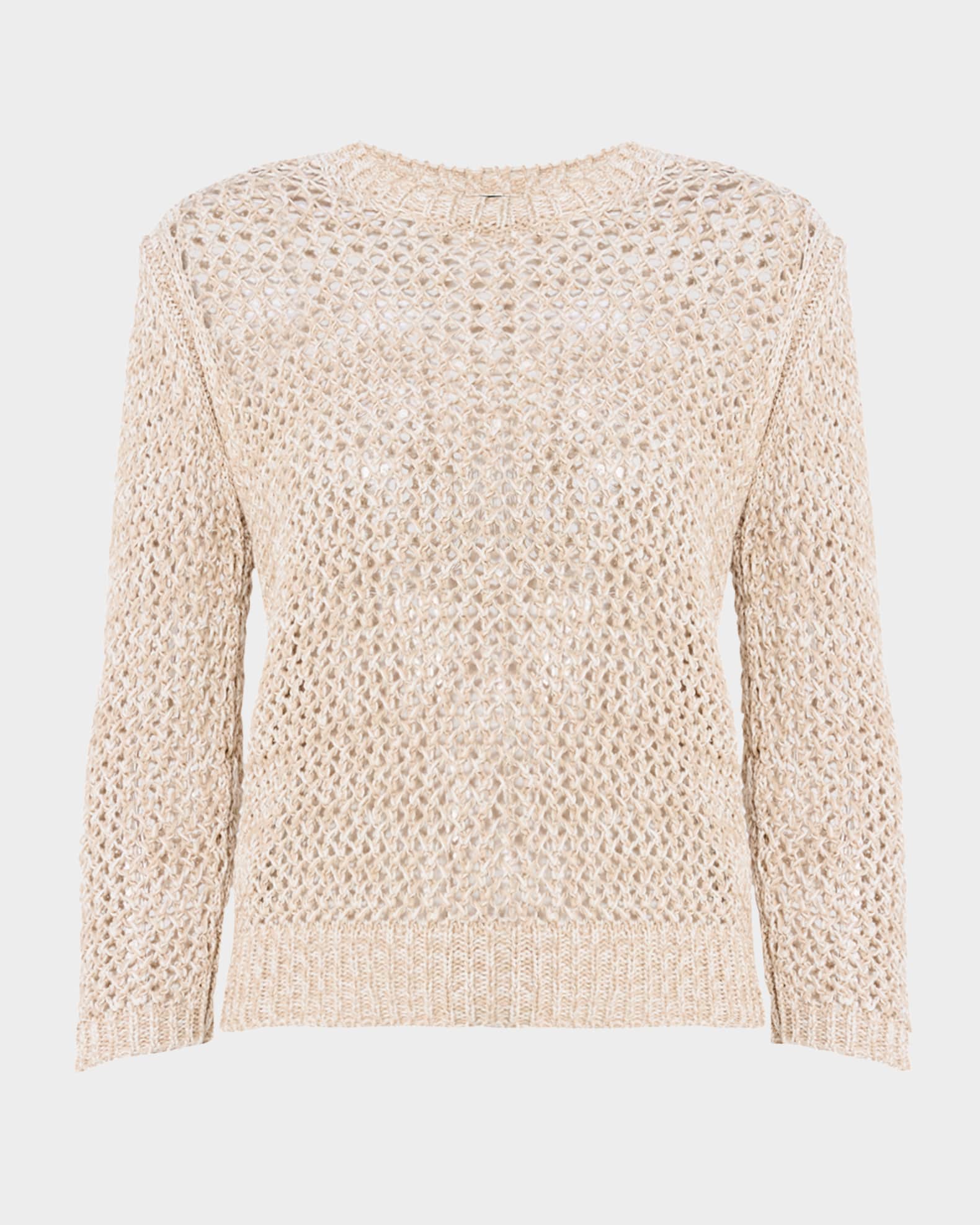 Crewneck Cotton Mesh Knit Sweater 0