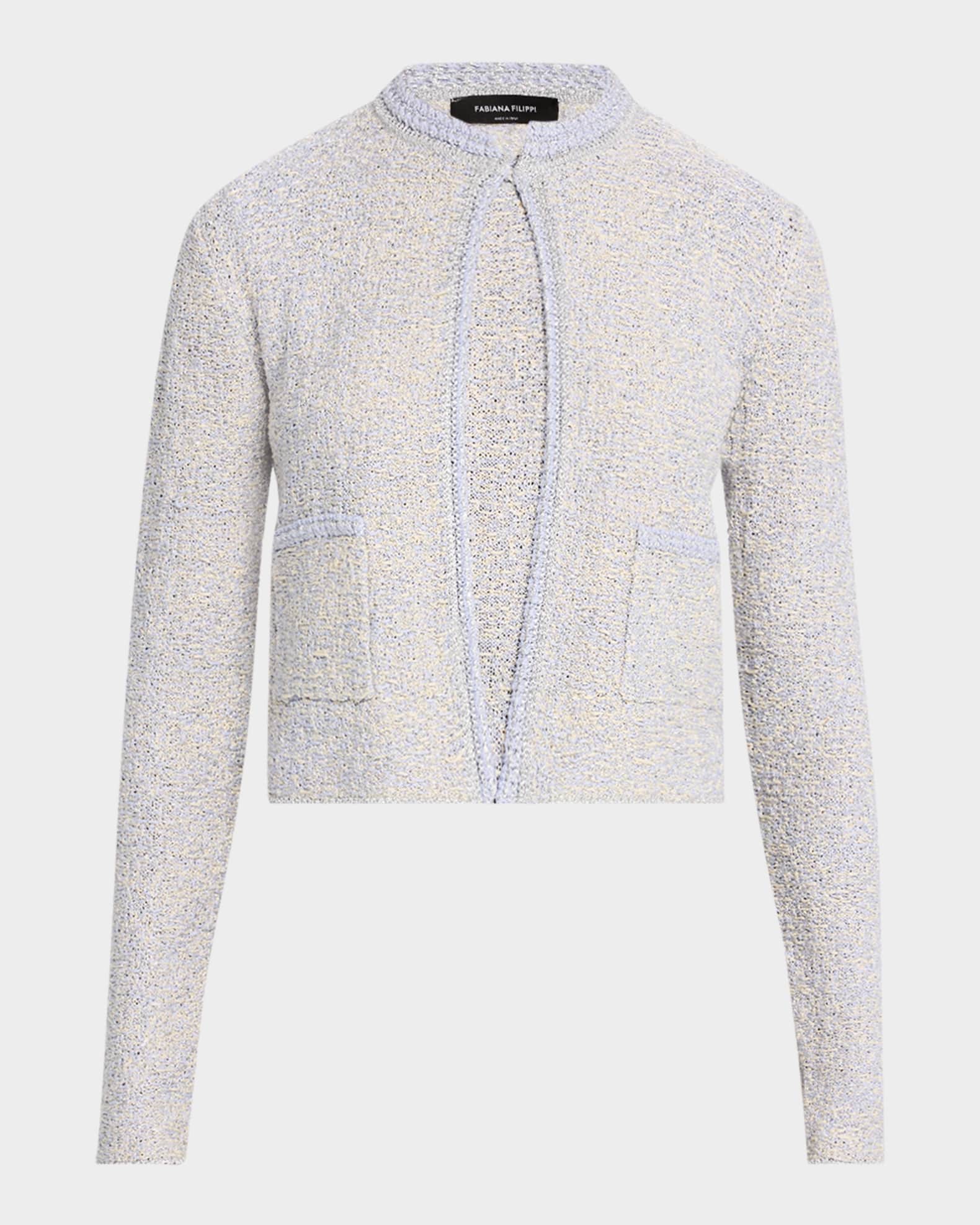 Crewneck Metallic Tweed Cardigan 0
