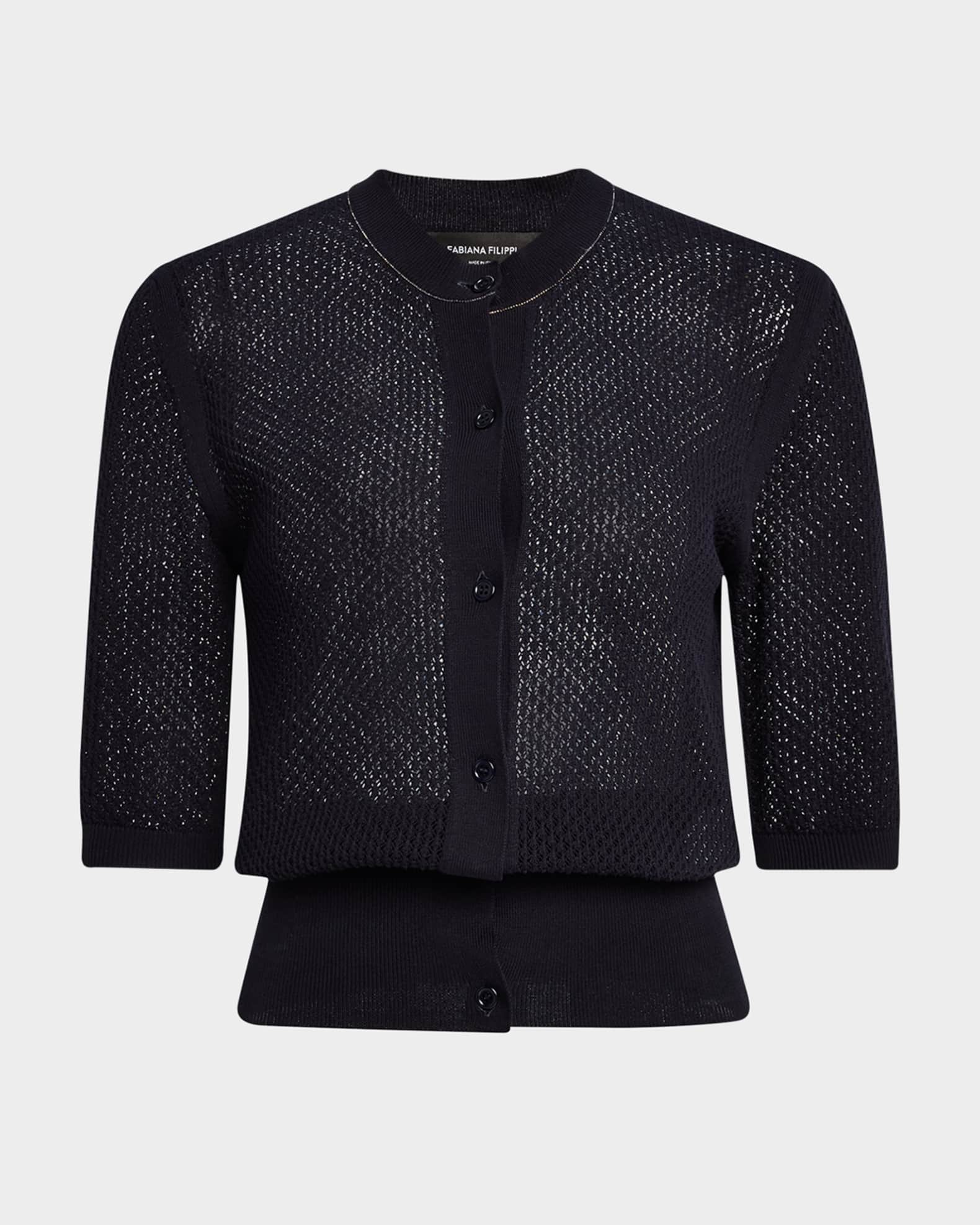 Mesh-Knit Cotton Cardigan 0