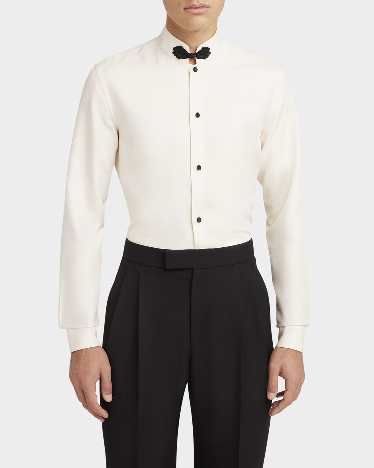 Valentino Garavani Men's Shantung Frog-Fastening Dress Shirt
