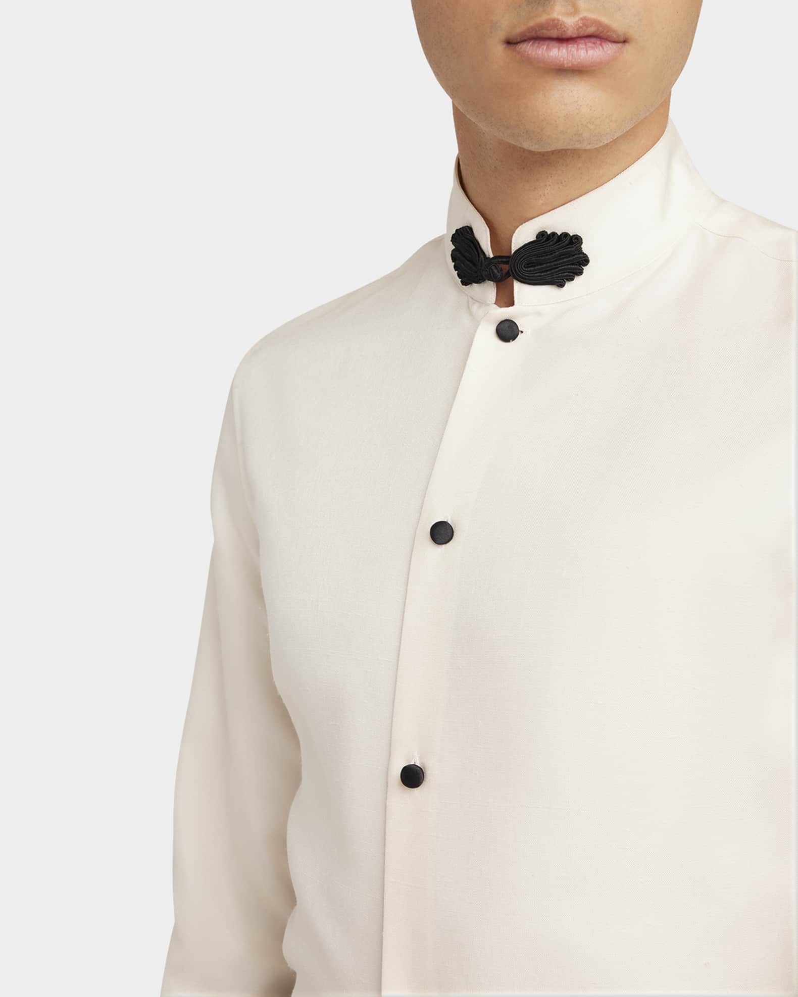 Valentino Garavani Men's Shantung Frog-Fastening Dress Shirt