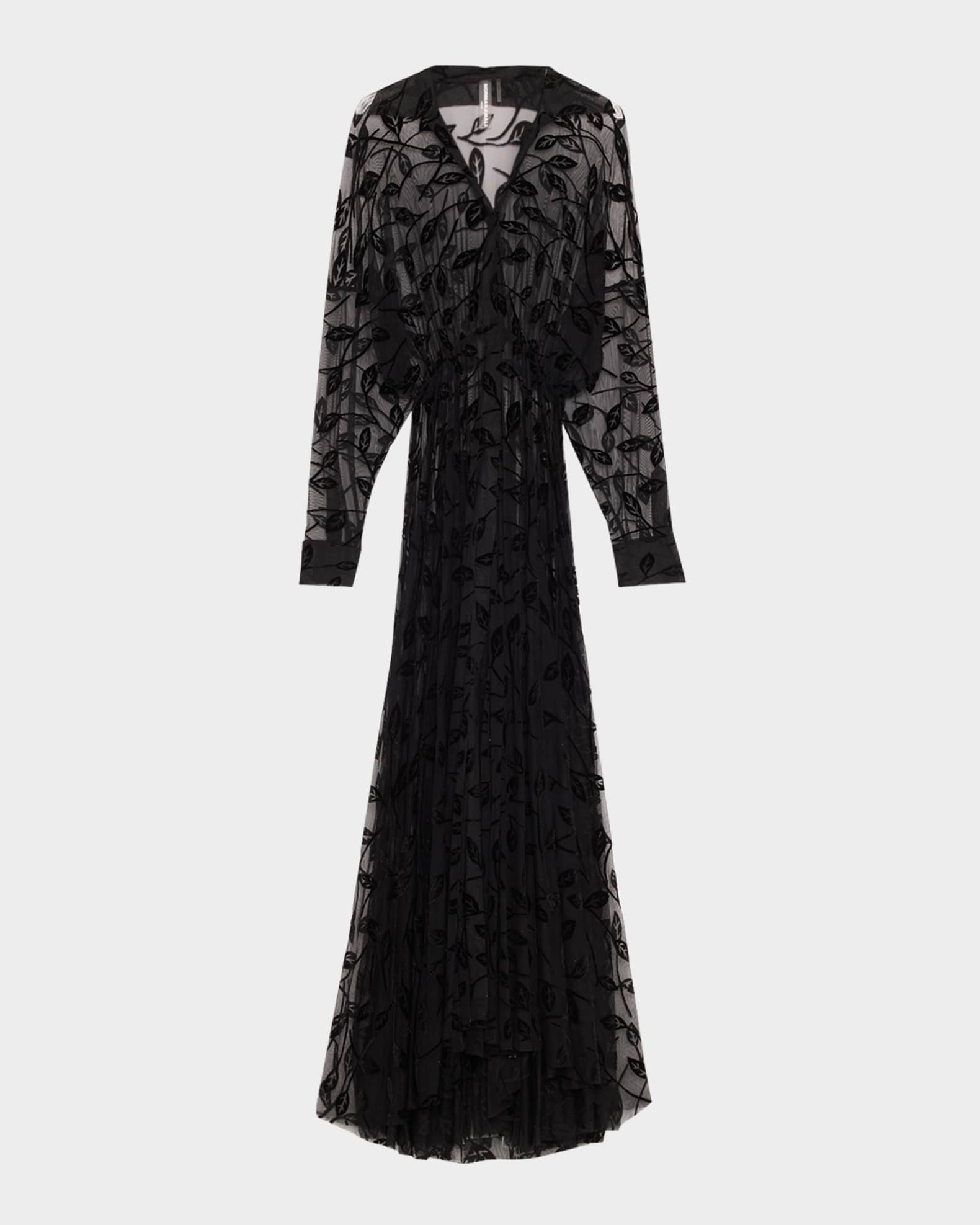Leaf Burnout Velvet Super Oversized Boyfriend Shirt Flared Gown 0