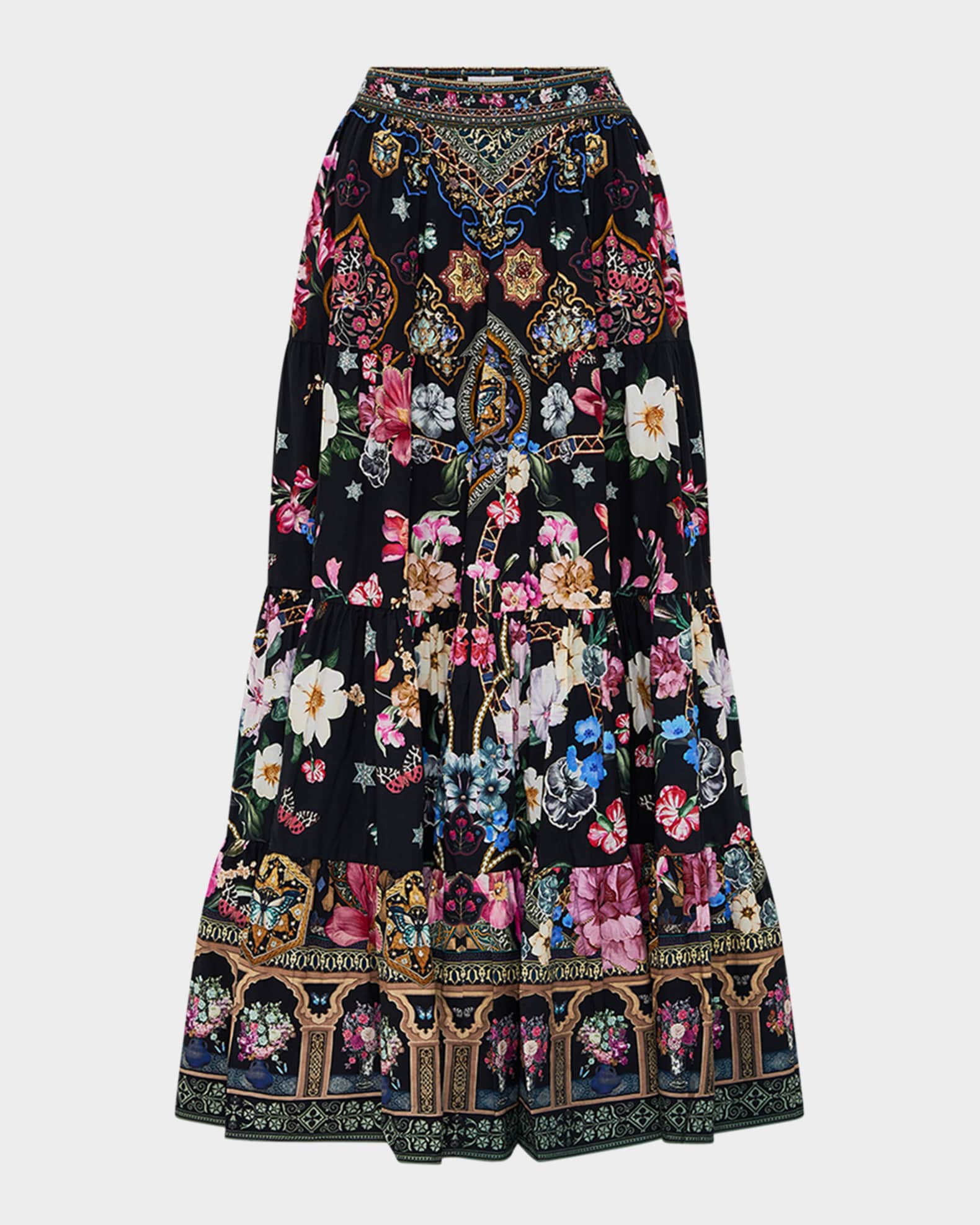Midnight in Monserrate Tiered Maxi Skirt 0