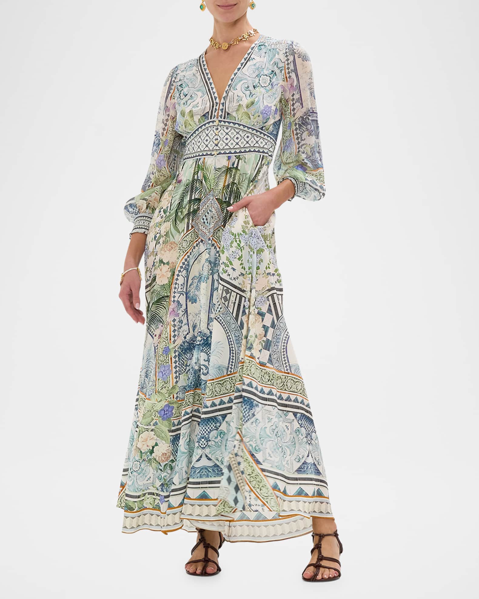 Jardim Party Button-Front Dress with Shaped Waistband 1