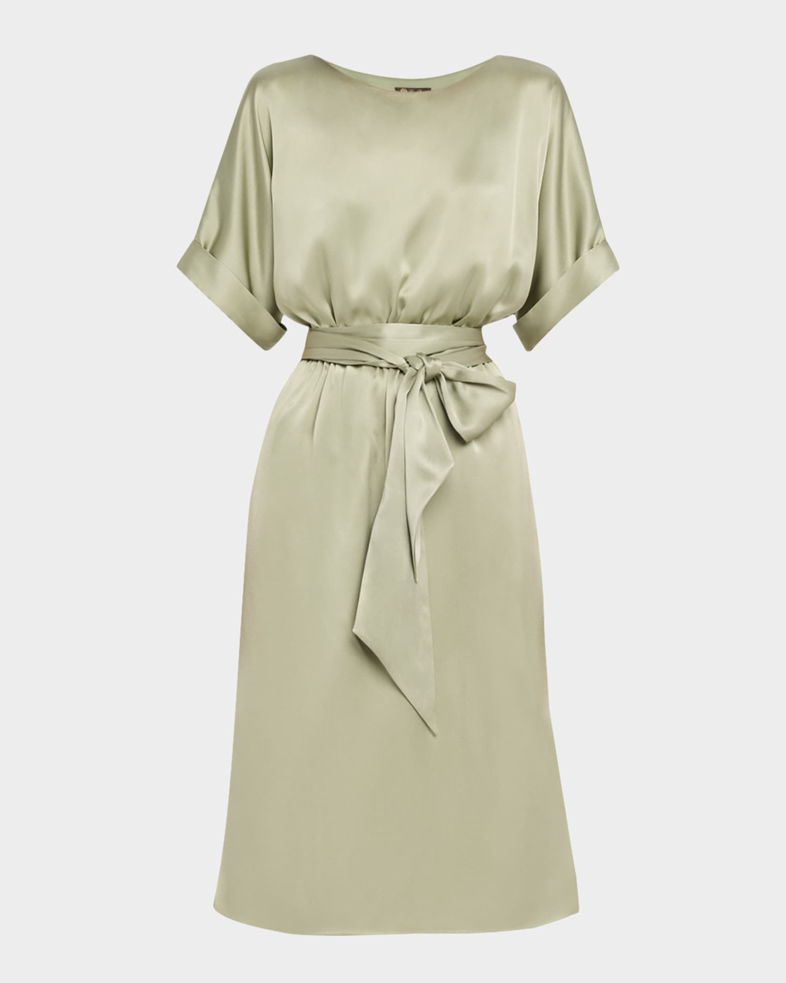 Caren Belted Silk Midi Dress 0